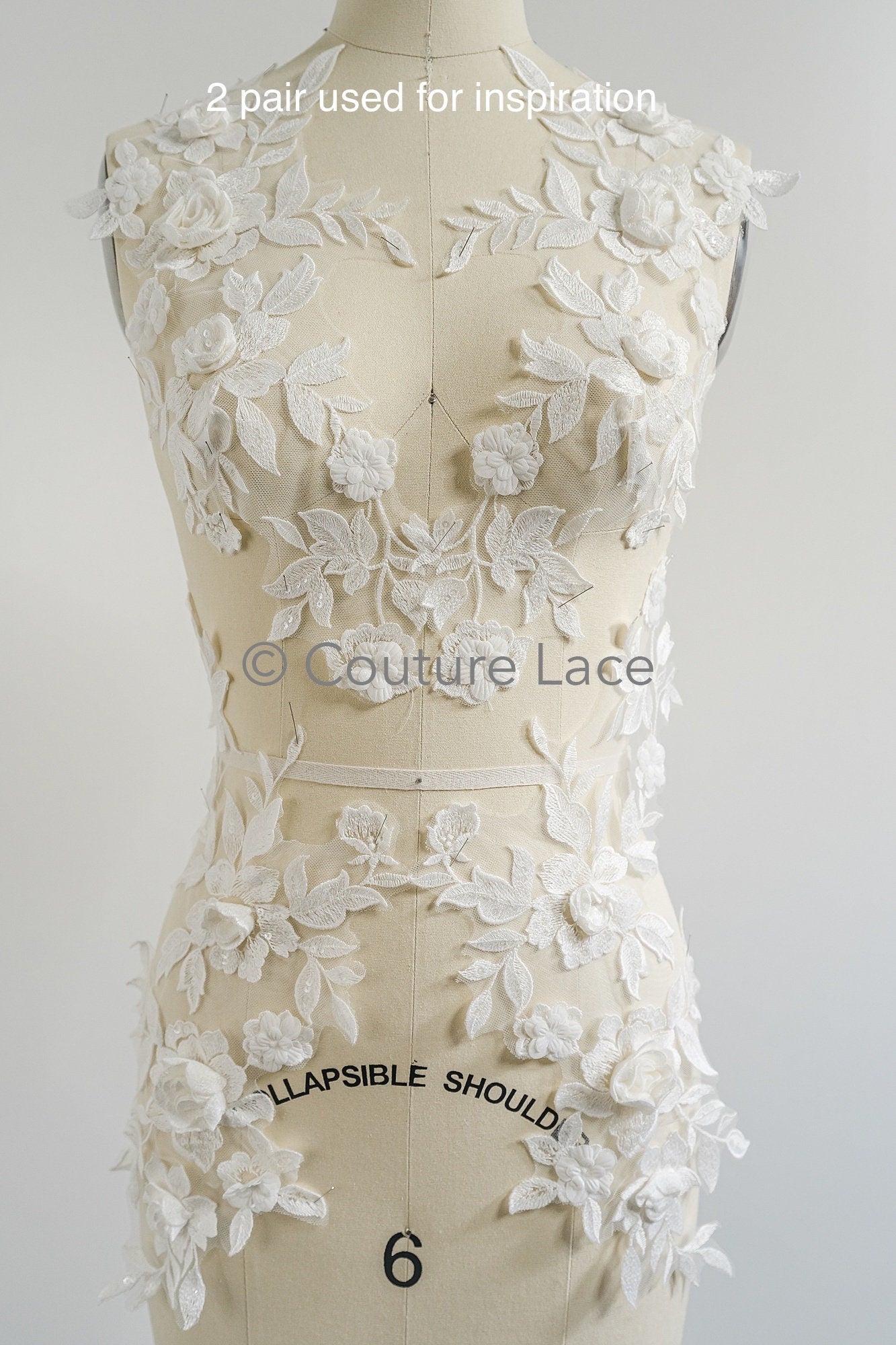 3D Blumen Applikation/ Perlen Braut Aufnäher/ Hochzeitskleid Spitzenapplikation/ Brautblatt Applikation/ A23-340