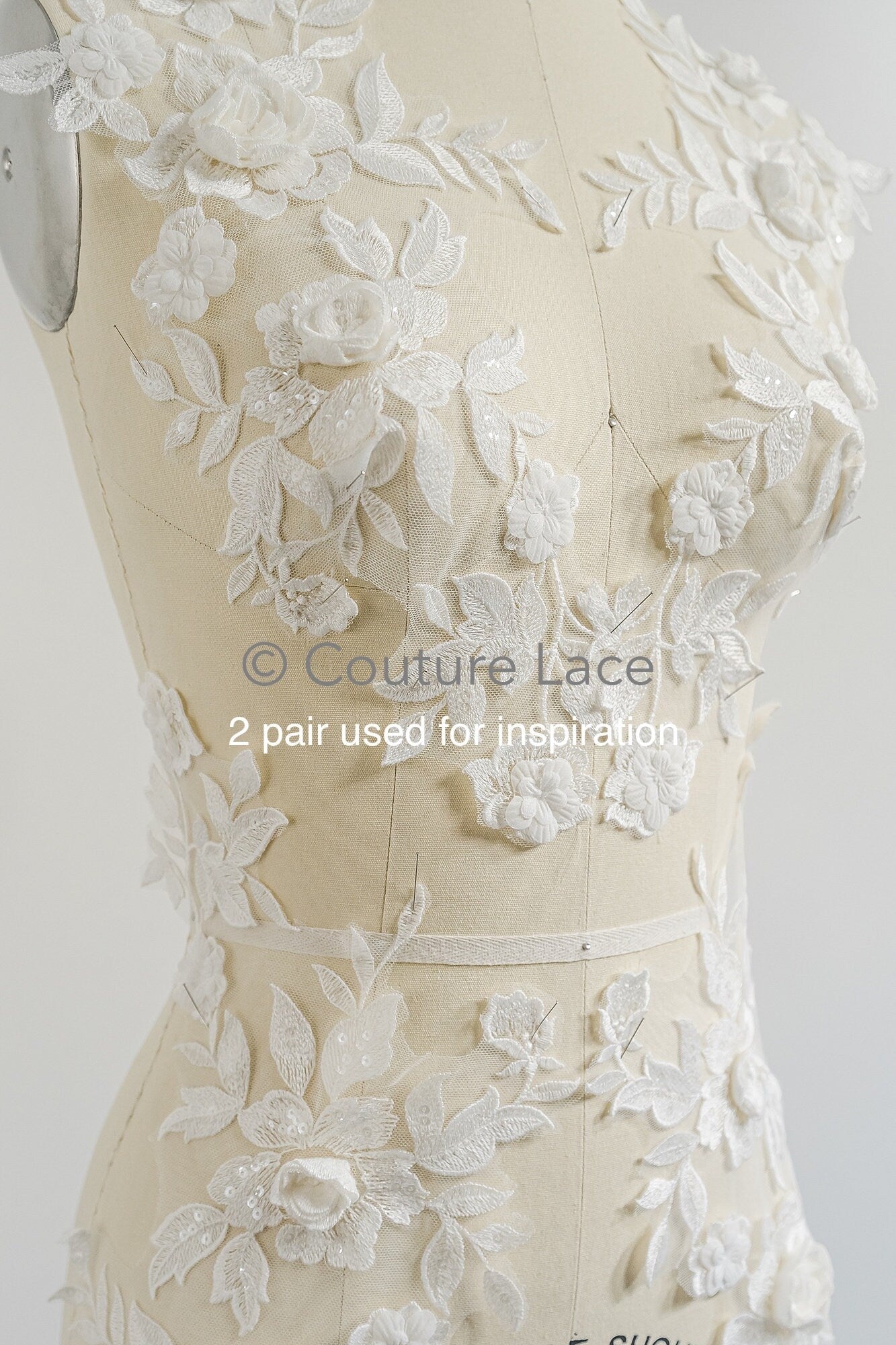 3D Blumen Applikation/ Perlen Braut Aufnäher/ Hochzeitskleid Spitzenapplikation/ Brautblatt Applikation/ A23-340