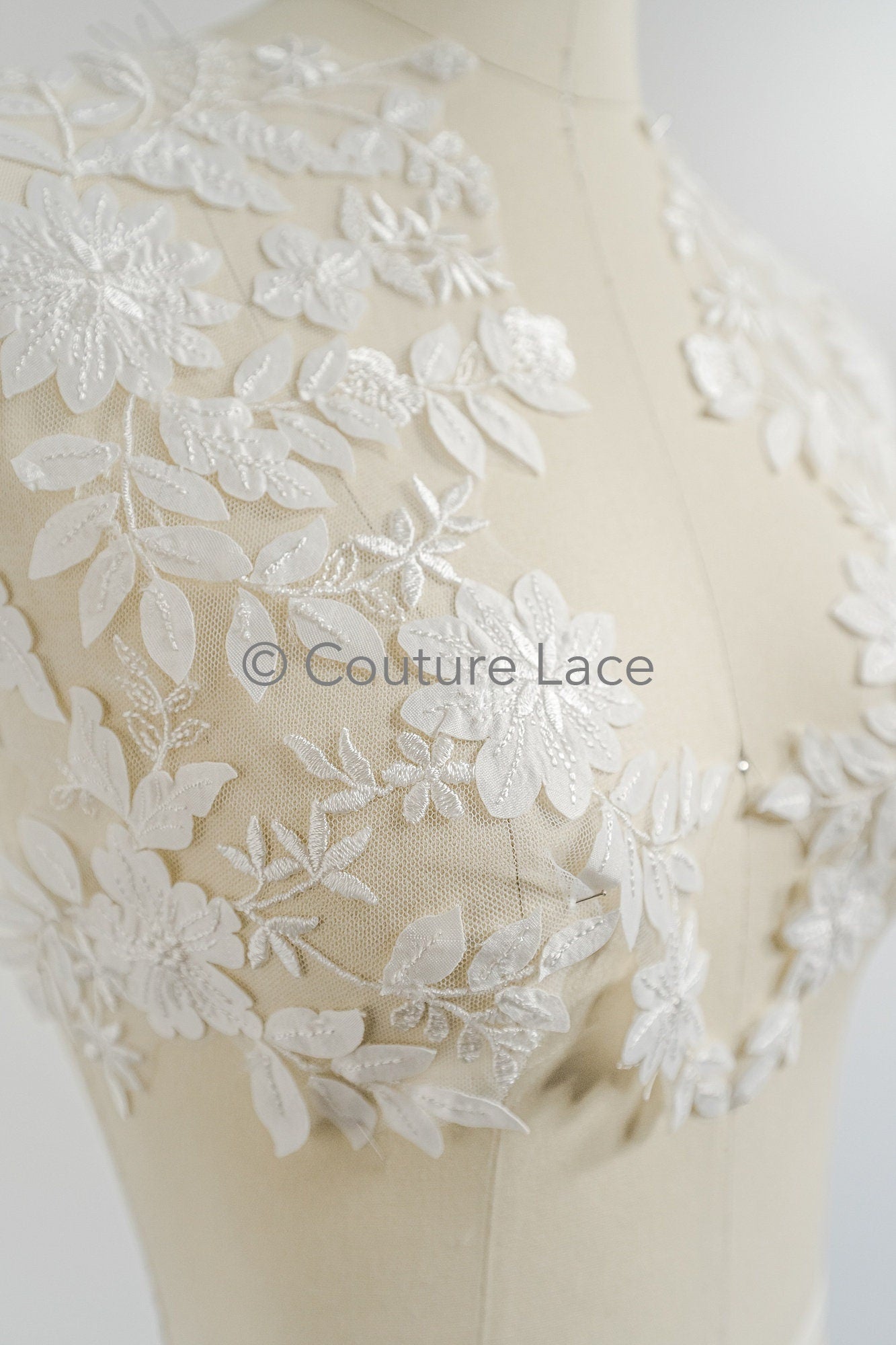 Hochzeit Kleid Spitze Applikation / Perlen Braut Aufnäher / 3D Perlen Blumen Applikation / Braut Applikation Blatt / A23-342