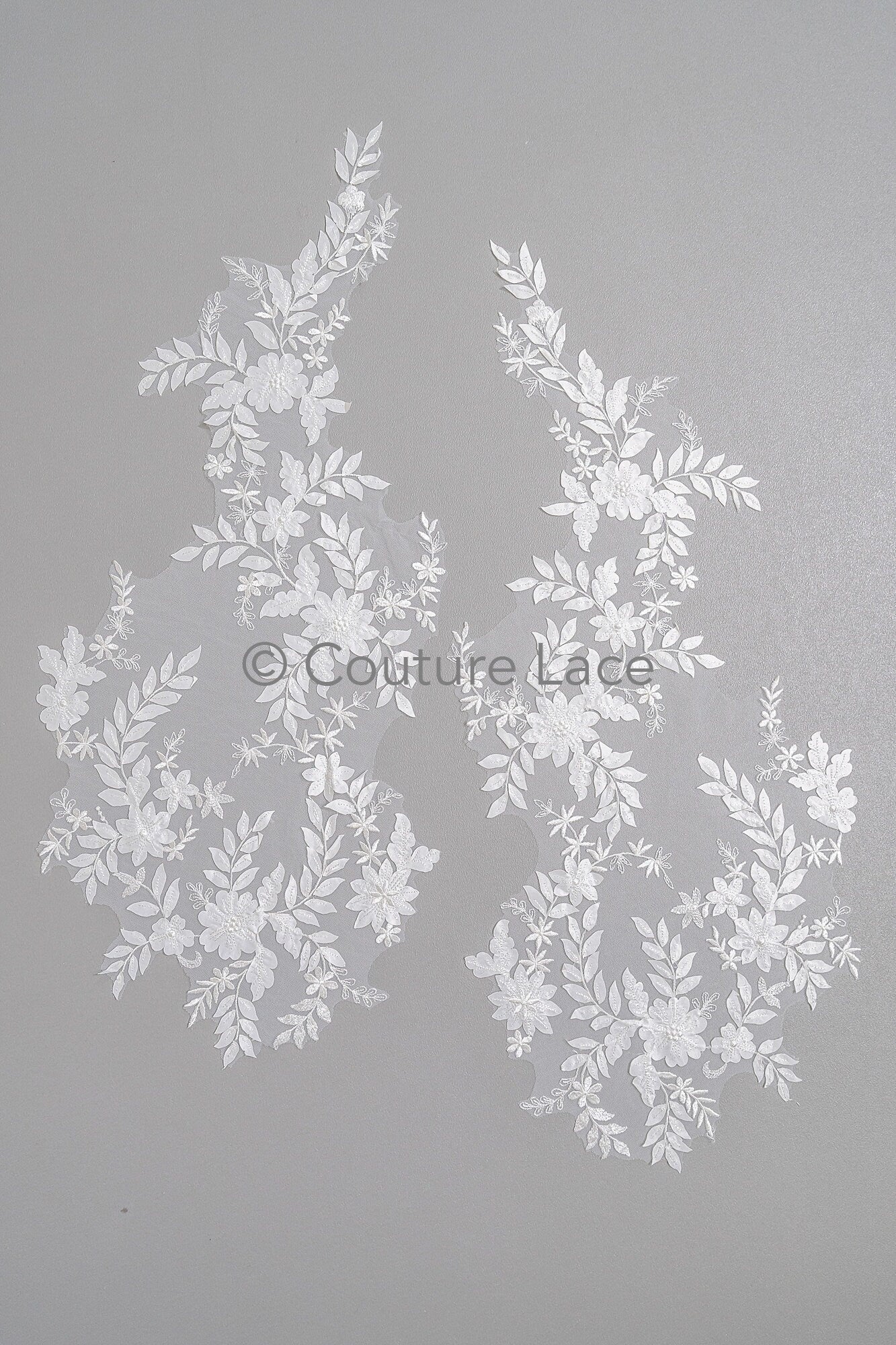 3D Blumen Applikation/ Hochzeitskleid Spitzenapplikation/ Perlen Braut Aufnäher/ Brautblatt Aufnäher Applikation/ A23-343