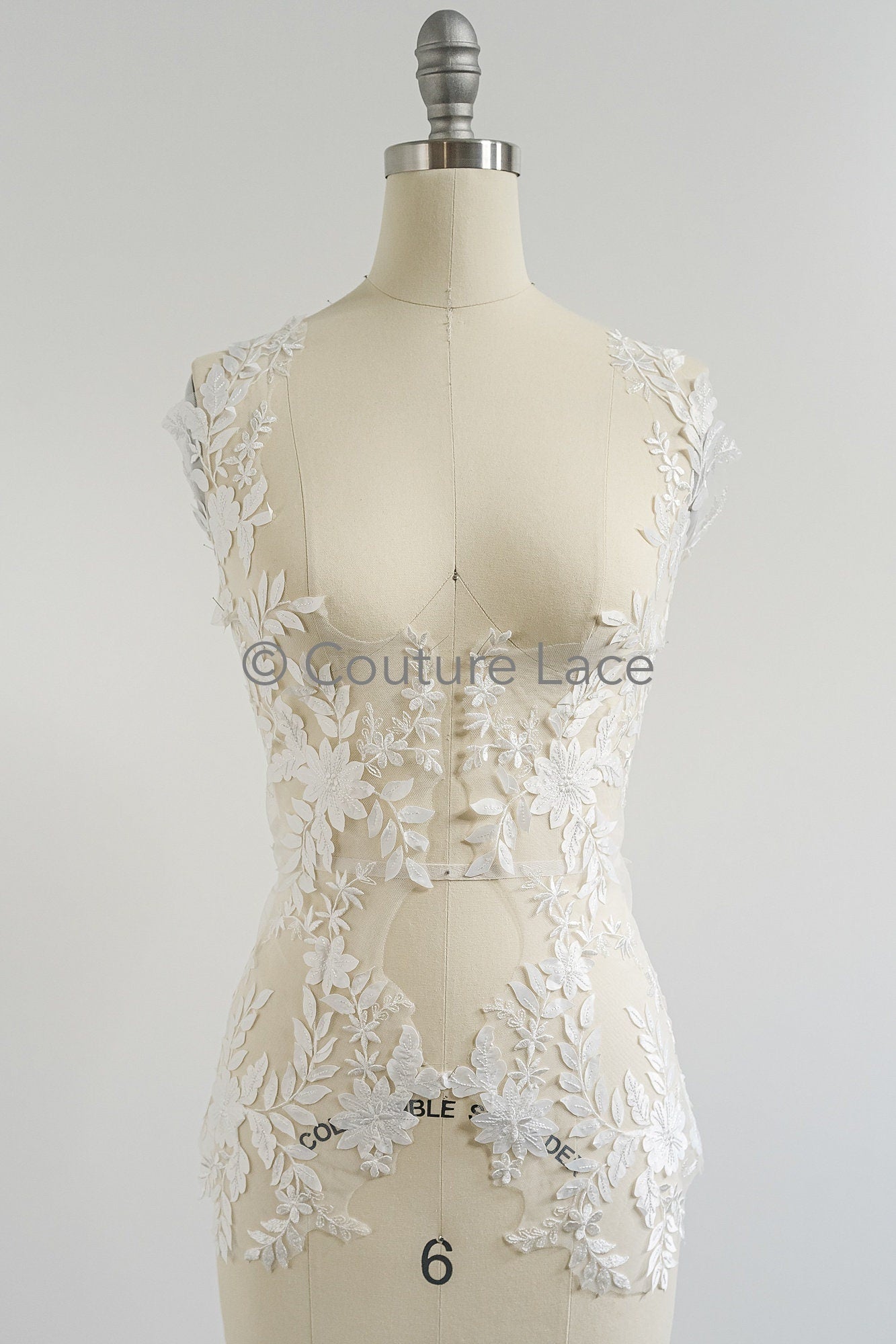 3D Blumen Applikation/ Hochzeitskleid Spitzenapplikation/ Perlen Braut Aufnäher/ Brautblatt Aufnäher Applikation/ A23-343
