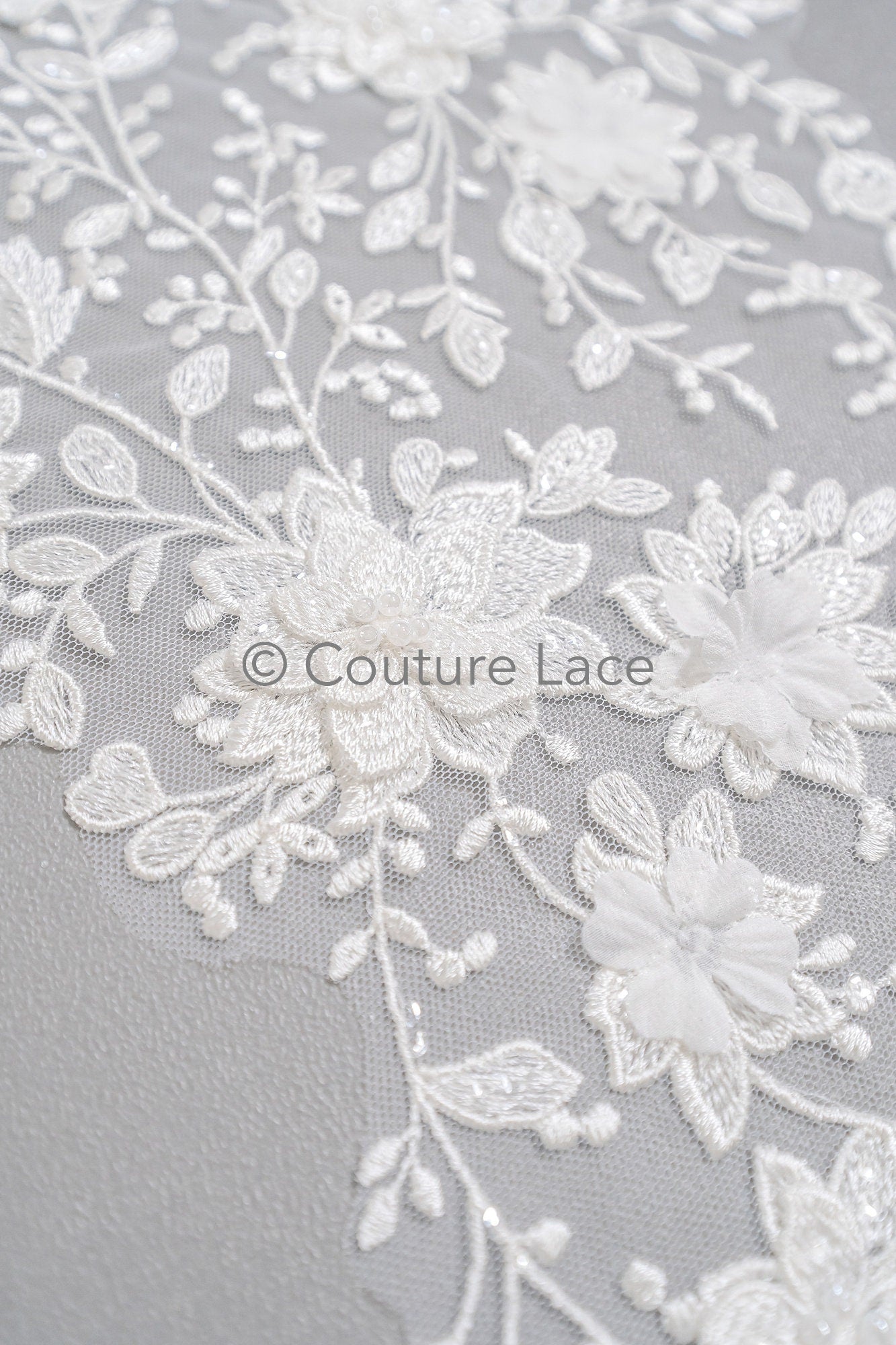 Hochzeit Kleid Spitze Applikation / Perlen Braut Aufnäher / 3D Perlen Blumen Applikation / Braut Applikation Blatt / A23-346