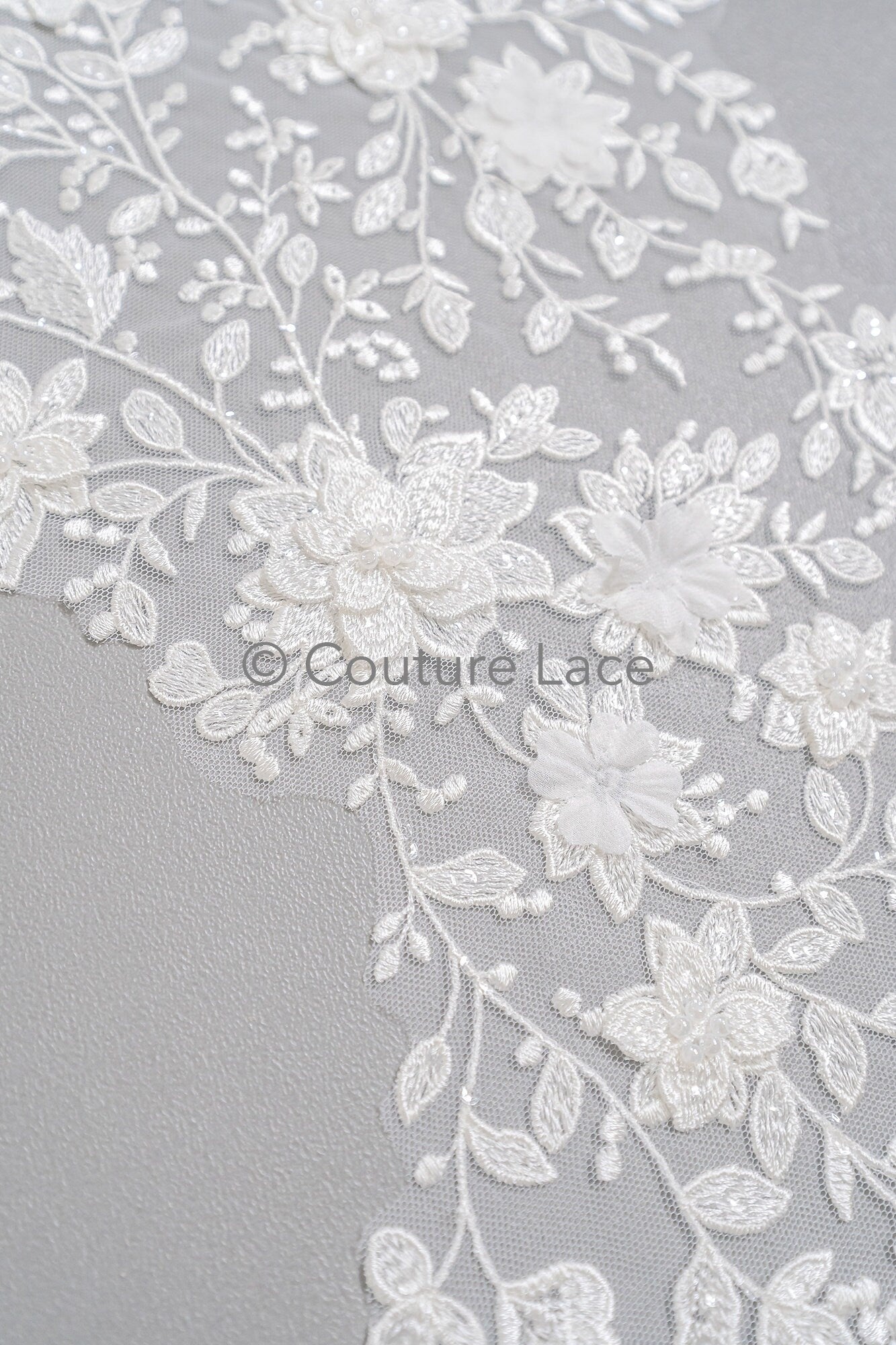 Hochzeit Kleid Spitze Applikation / Perlen Braut Aufnäher / 3D Perlen Blumen Applikation / Braut Applikation Blatt / A23-346