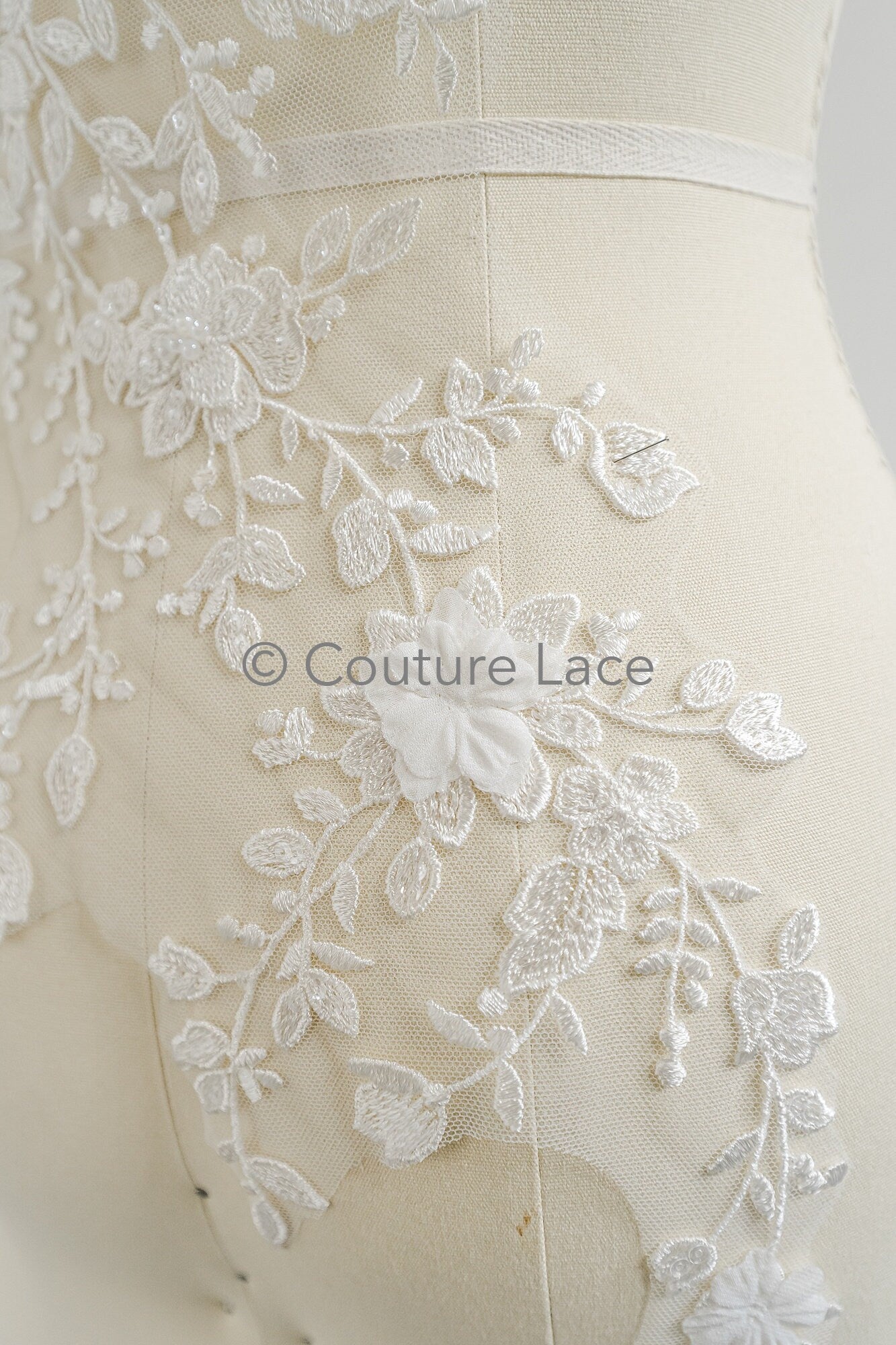 Hochzeit Kleid Spitze Applikation / Perlen Braut Aufnäher / 3D Perlen Blumen Applikation / Braut Applikation Blatt / A23-346