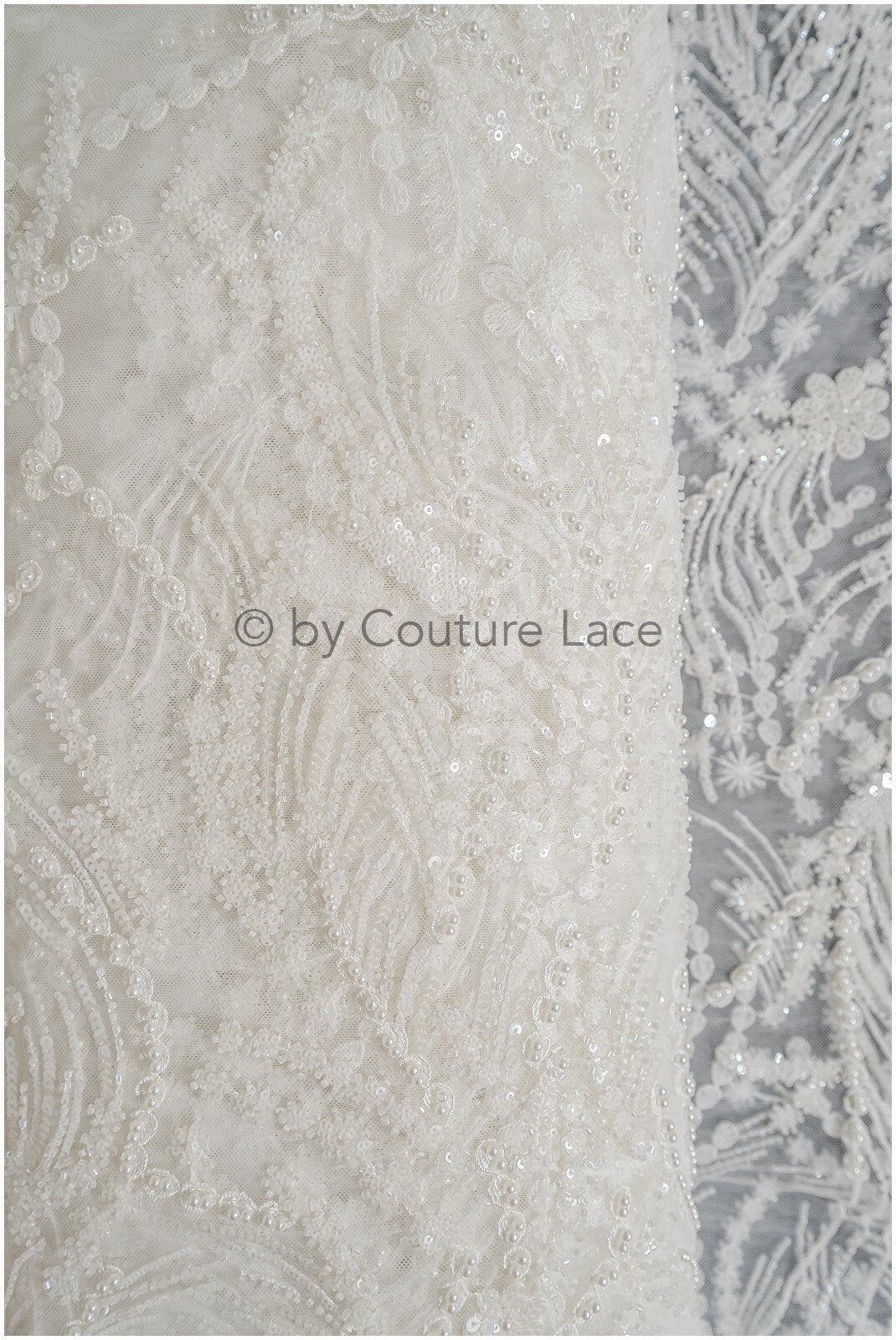 Perlen Spitzenstoff Off-White/ Perlen Brautkleid Spitze/ Couture Spitze Stoff/ Perlen Spitze// L23-508