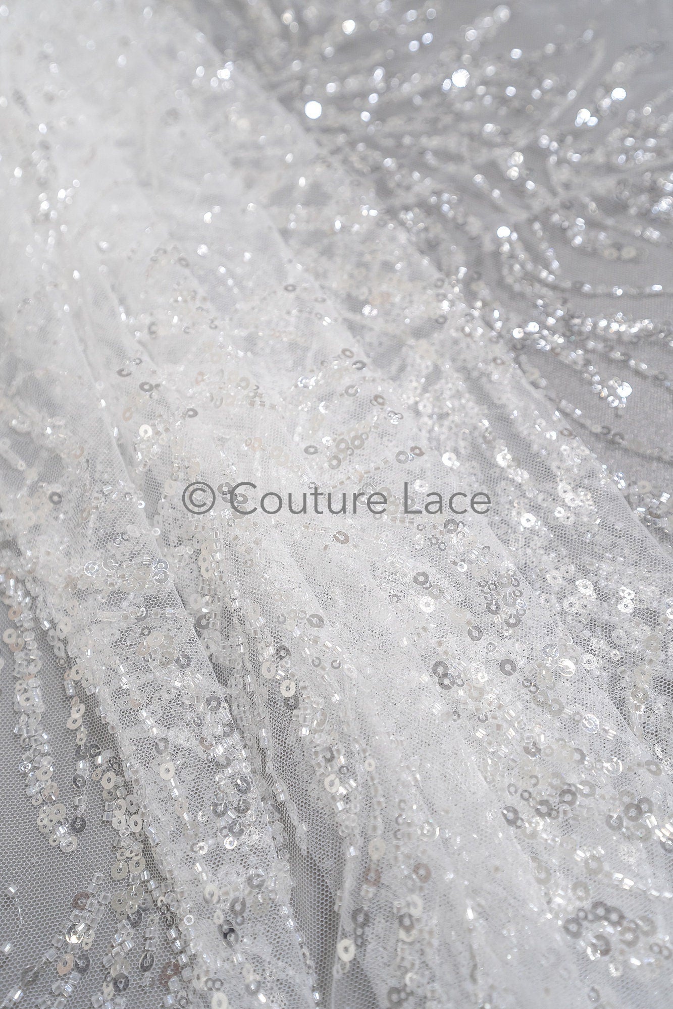 Perlen Spitzenstoff Off-White/ Perlen Brautkleid Spitze/ Couture Spitze mit Perlen/ Perlen Spitze// L23-544