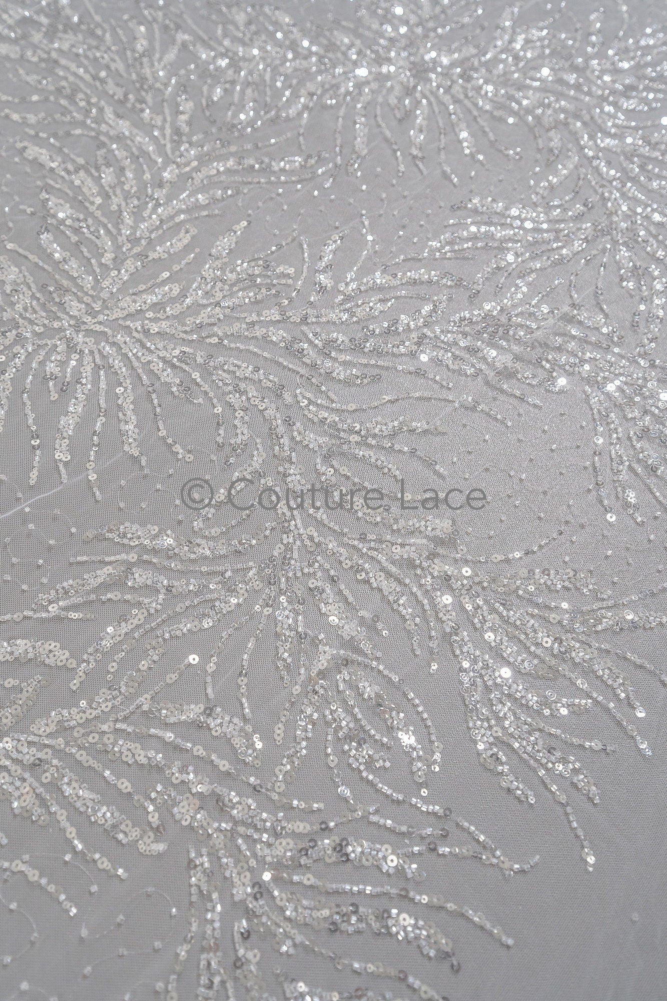 Perlen Spitzenstoff Off-White/ Perlen Brautkleid Spitze/ Couture Spitze mit Perlen/ Perlen Spitze// L23-544