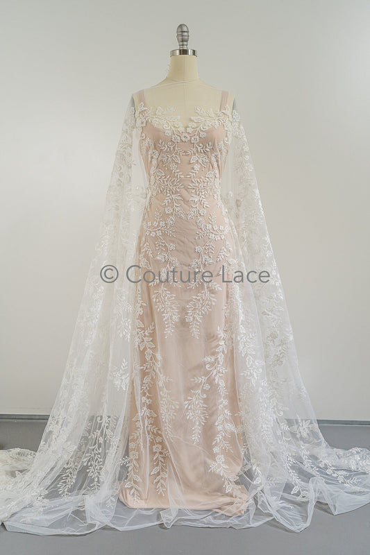 Blumen Braut Spitze Off-White/ Brautspitze mit Perlen & Pailletten/ Braut Spitzenstoff mit Blumen/ Couture Spitze// L23-549