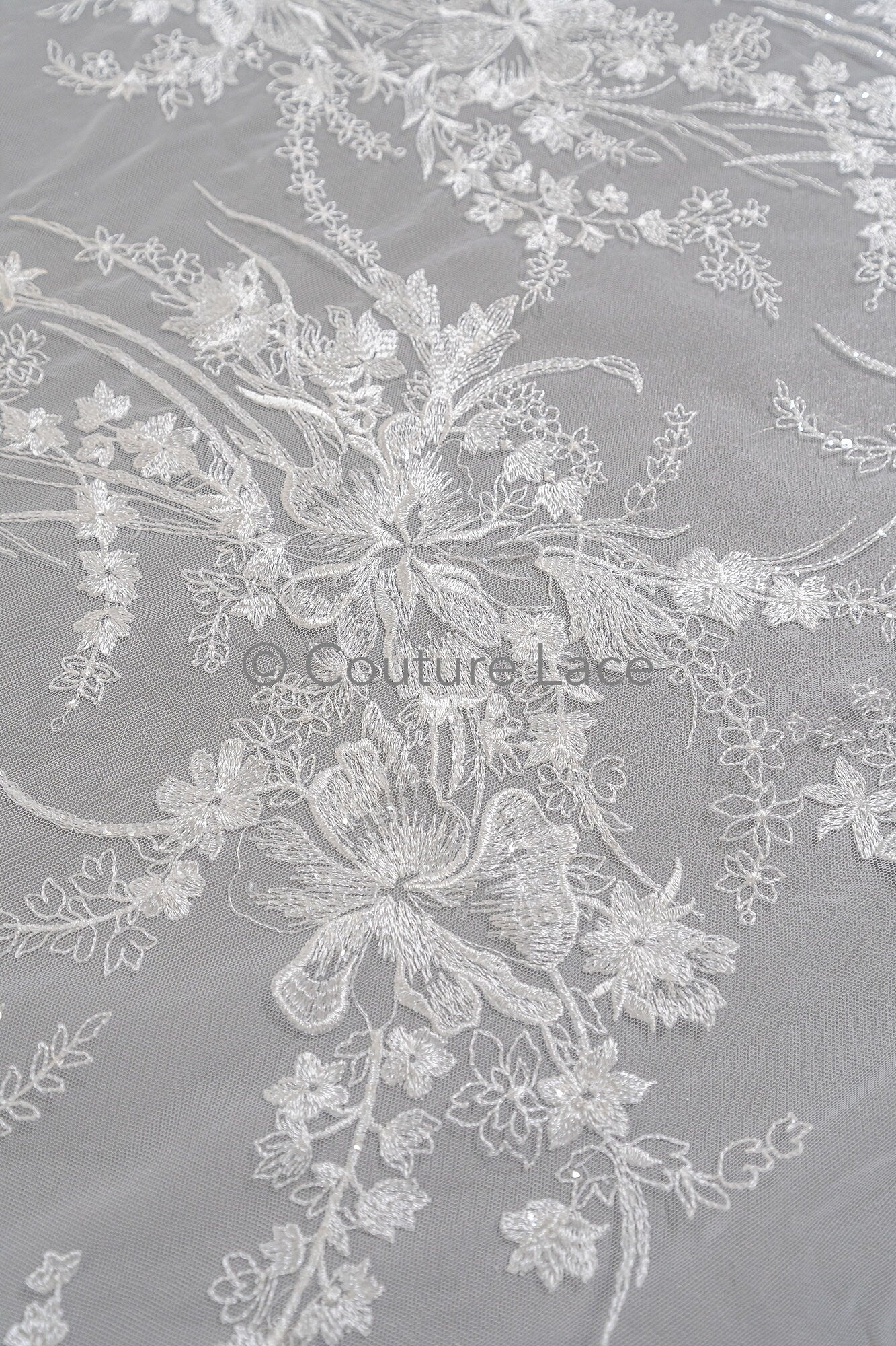 Blumen Braut Spitze Off-White/ florale Brautspitze/ Blumen Hochzeit Spitze/ Couture Spitze// L23-551