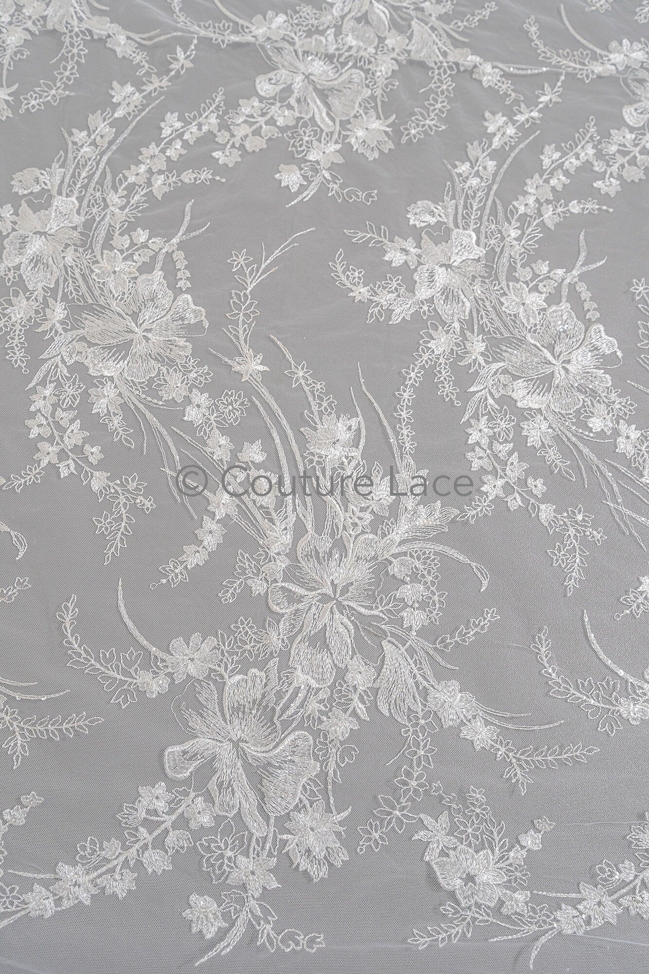 Blumen Braut Spitze Off-White/ florale Brautspitze/ Blumen Hochzeit Spitze/ Couture Spitze// L23-551