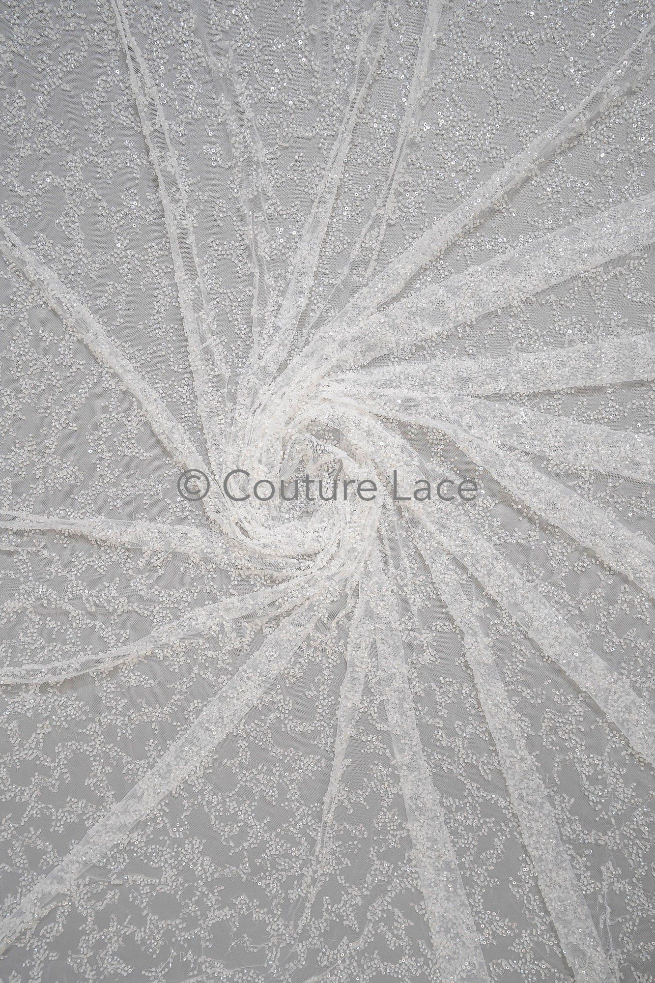 Couture Spitzenstoff Off-White/ Perlen Spitzenstoff/ Spitze mit Perlen/ Brautspitze Stoff// L23-557