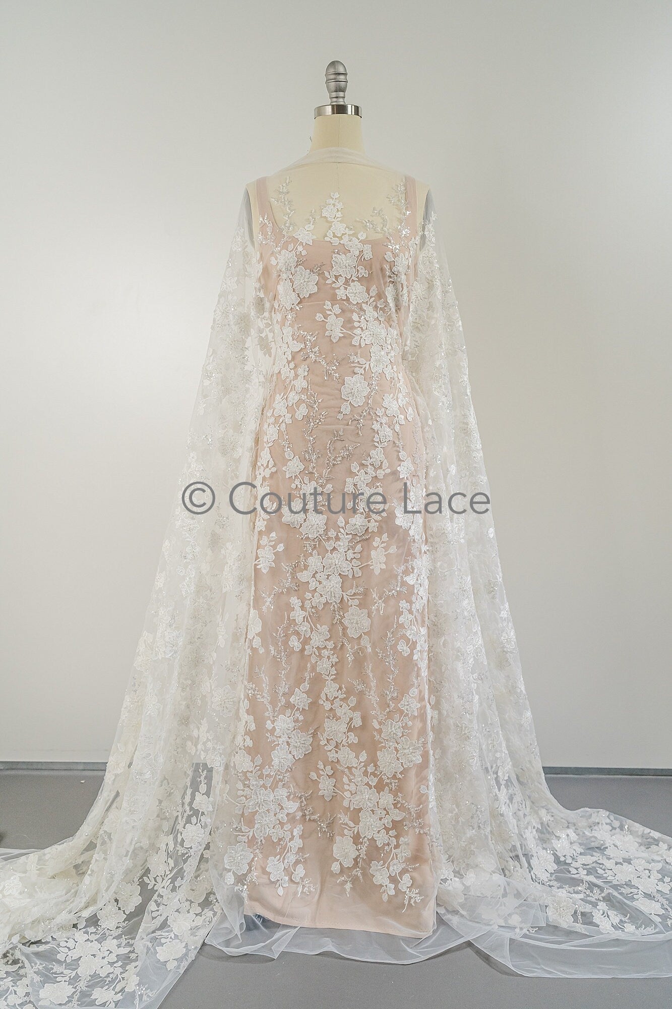 Perlen Spitzenstoff Off-White/ Couture Spitzenstoff mit Perlen/ Braut Spitzenstoff/ Perlen Spitze// L23-559