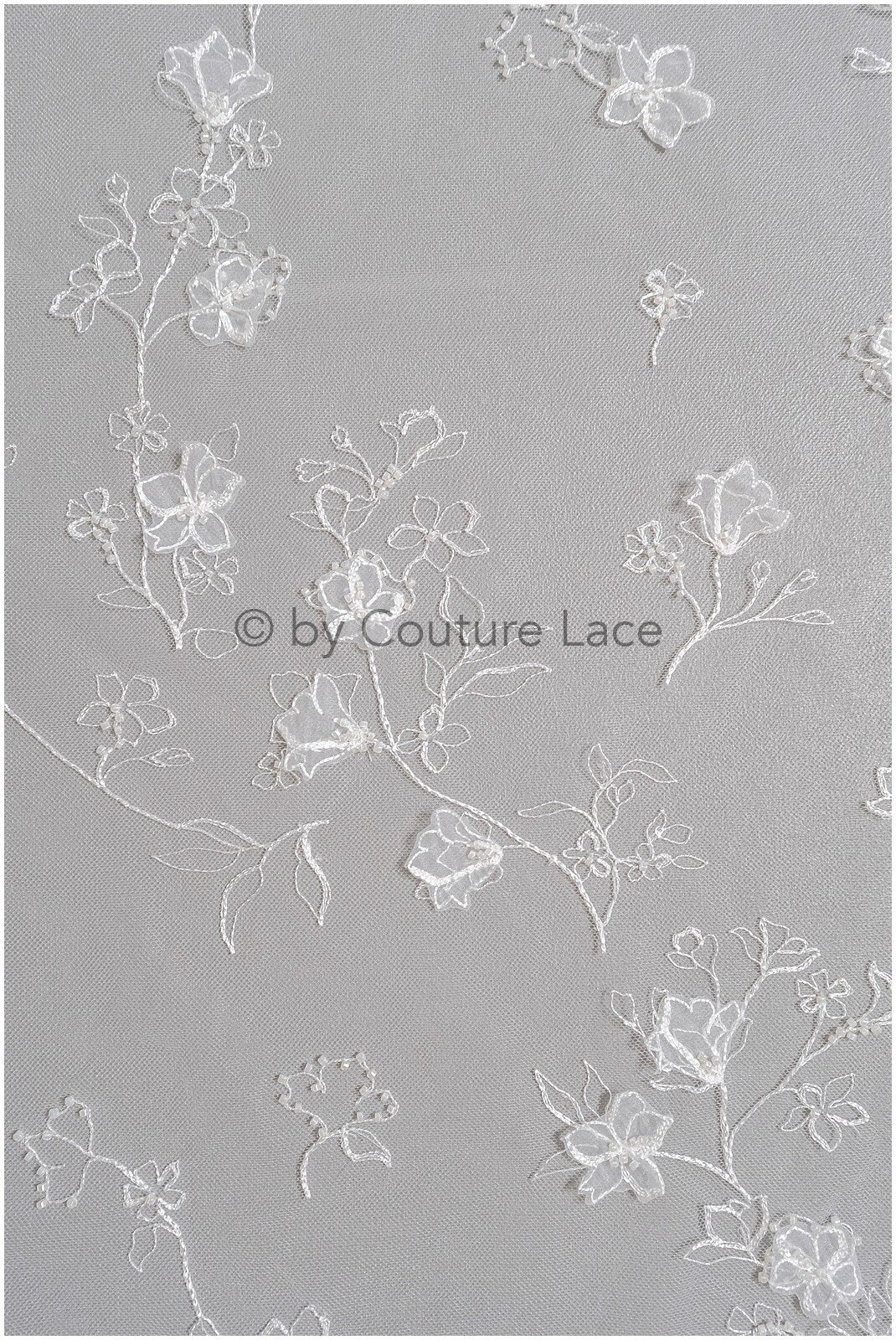 Wunderschöner perlenbesetzter Spitzenstoff/ Couture Spitzenstoff mit Pailletten & Perlen/ florale Brautspitze// L23-567