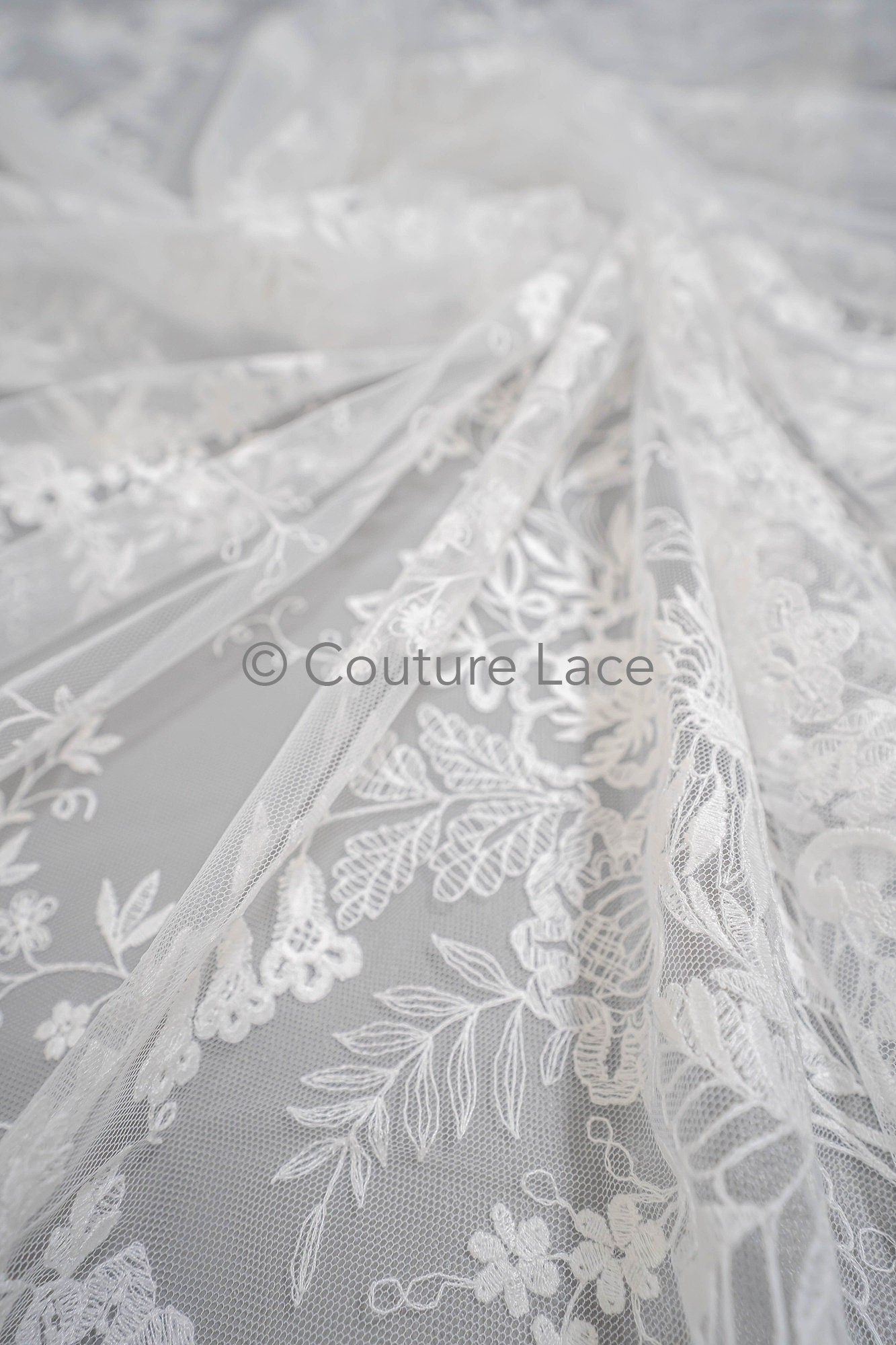 Floral Bridal Lace Off-White/ Bridal Lace with Flowers/ Floral Wedding Lace/ Couture Lace// L23-574
