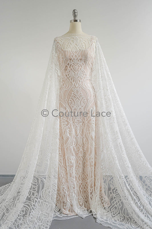 Zierliche florale Spitze Off-White/ geometrische Spitze/ Boho Spitzenstoff/ Vintage Spitze/ verschnörkelte Spitze // L23-585