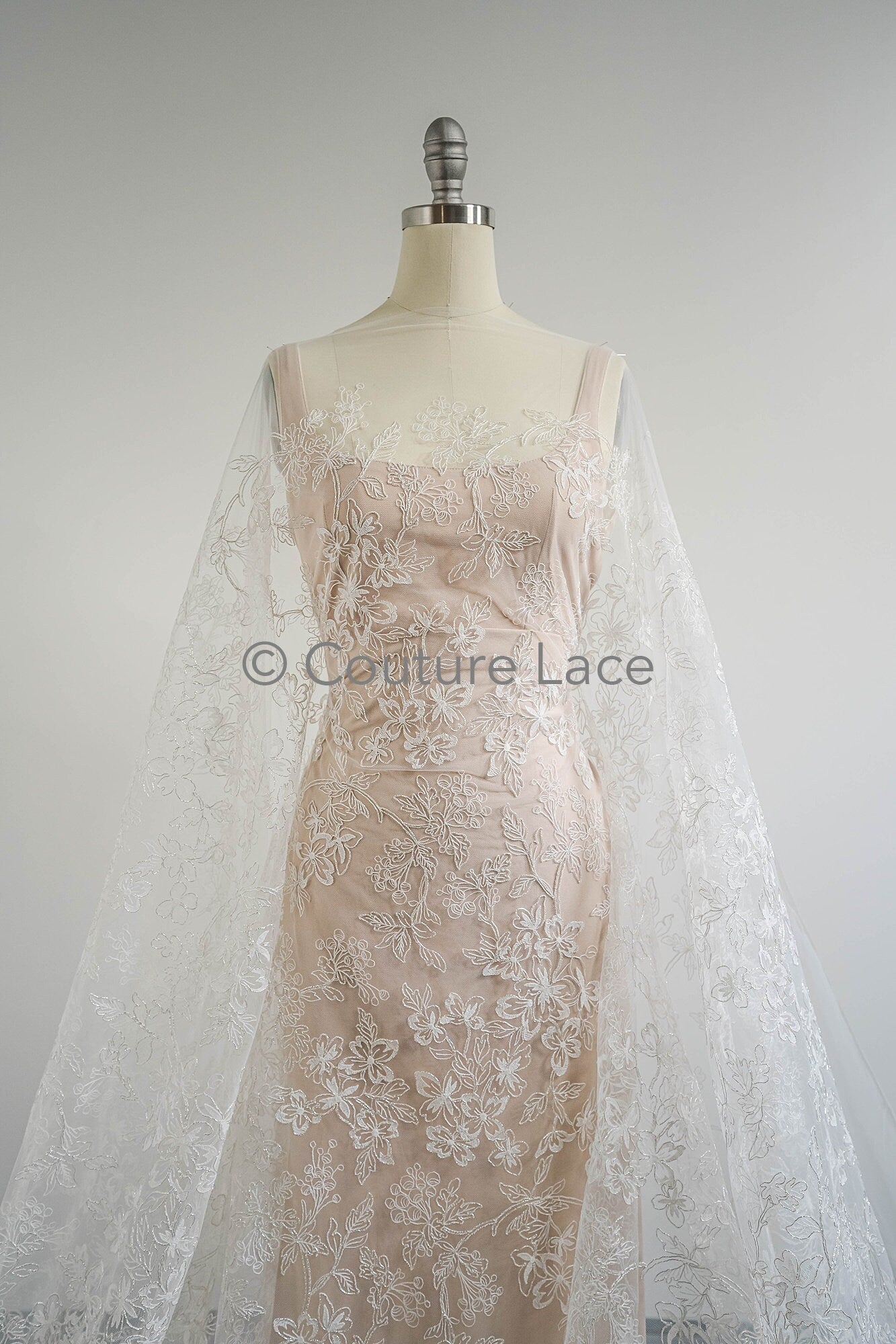 Blumen Braut Spitze Off-White Silber/ Brautspitze mit Blumen/ Blumen Hochzeit Spitze/ Couture Spitze// L23-586