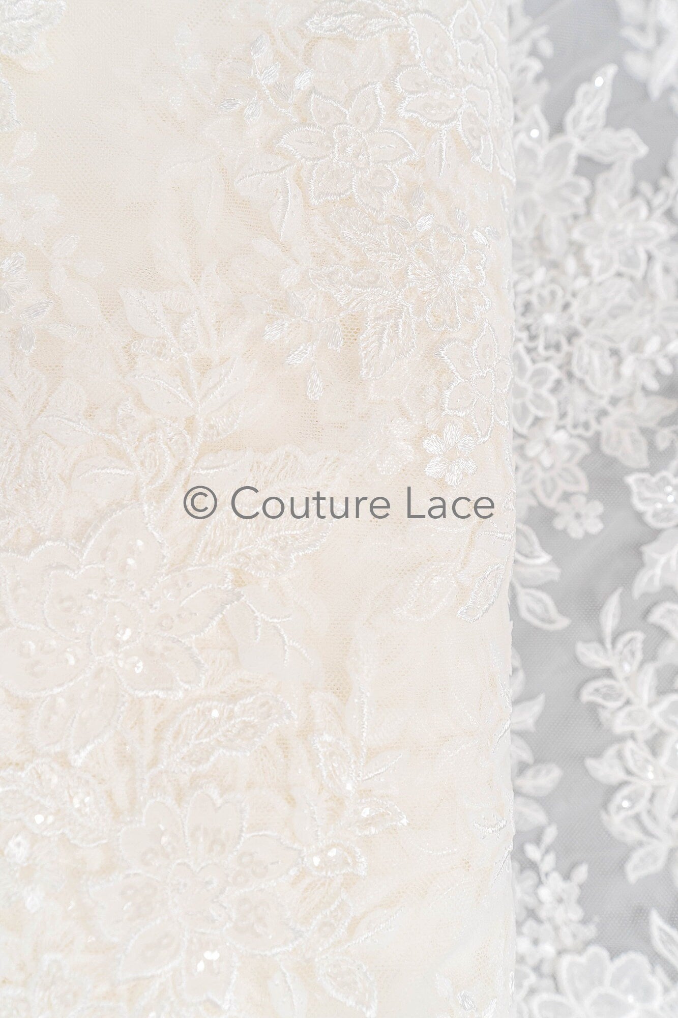 Blumen Braut Spitze Off-White/ Brautspitze mit Blumen/ Blumen Hochzeit Spitze/ Couture Spitze mit Pailletten// L23-588
