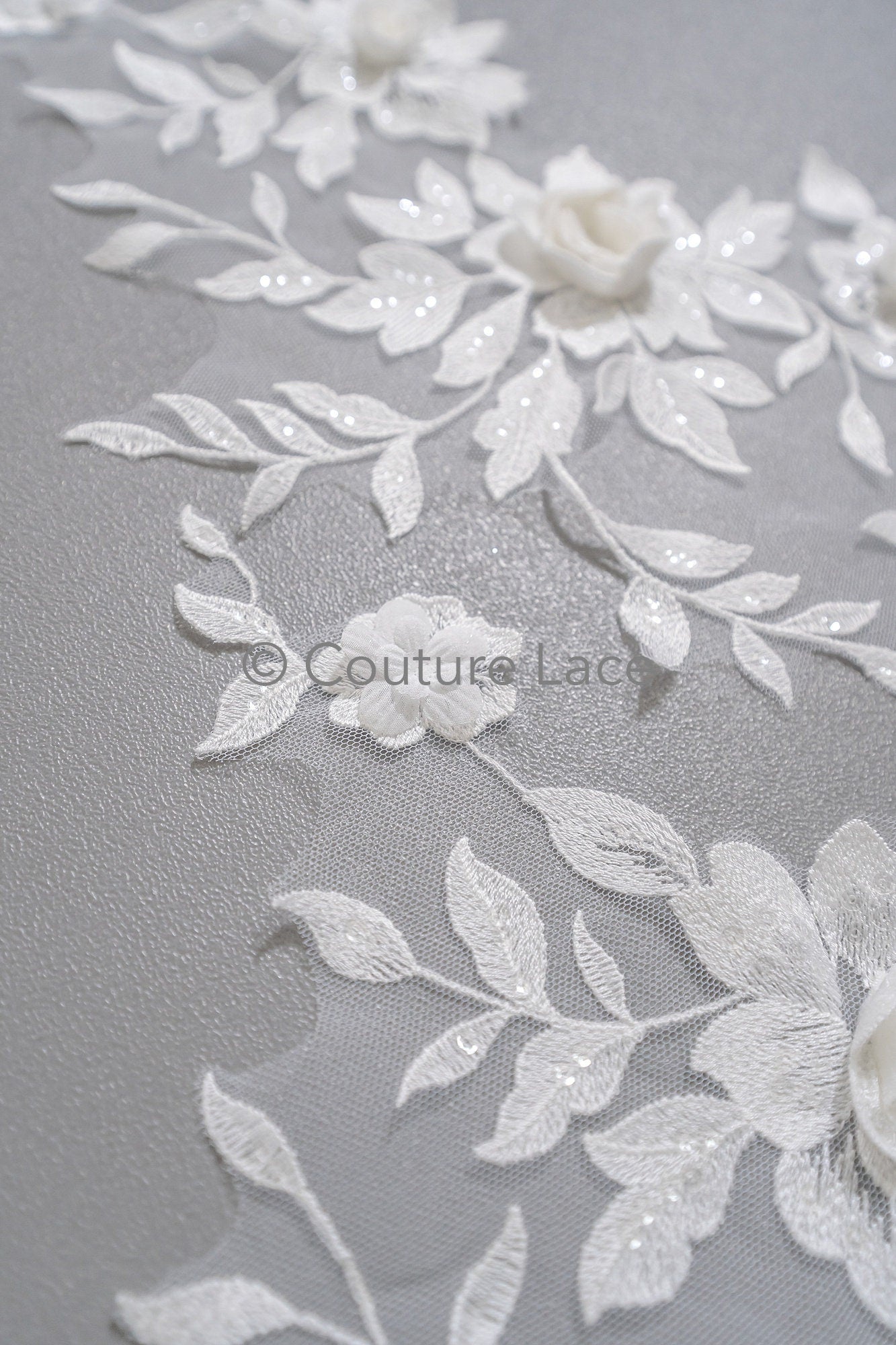 Schöne 3D Blumen Applikation/ Perlen Braut Aufnäher/ Hochzeitskleid Spitzenapplikation/ Brautblatt Applikation/ A23-339