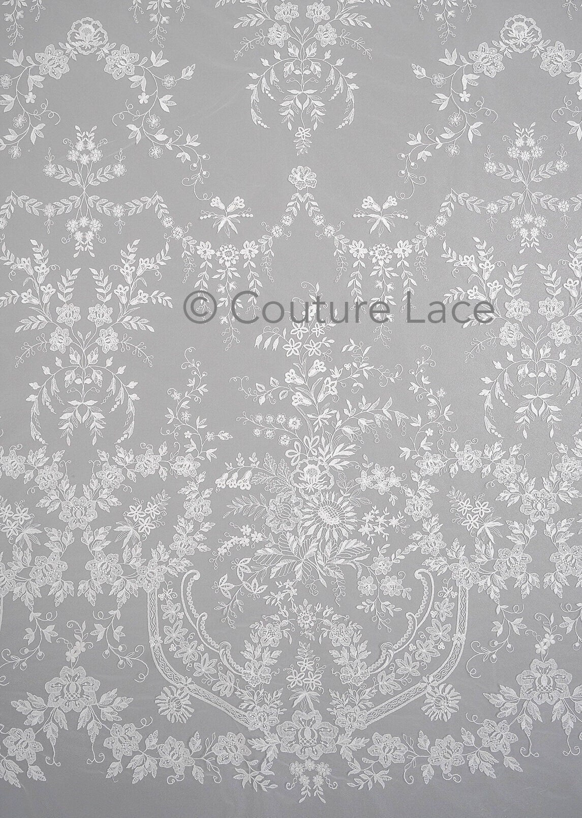 Floral Bridal Lace Off-White/ Bridal Lace with Flowers/ Floral Wedding Lace/ Couture Lace// L23-574