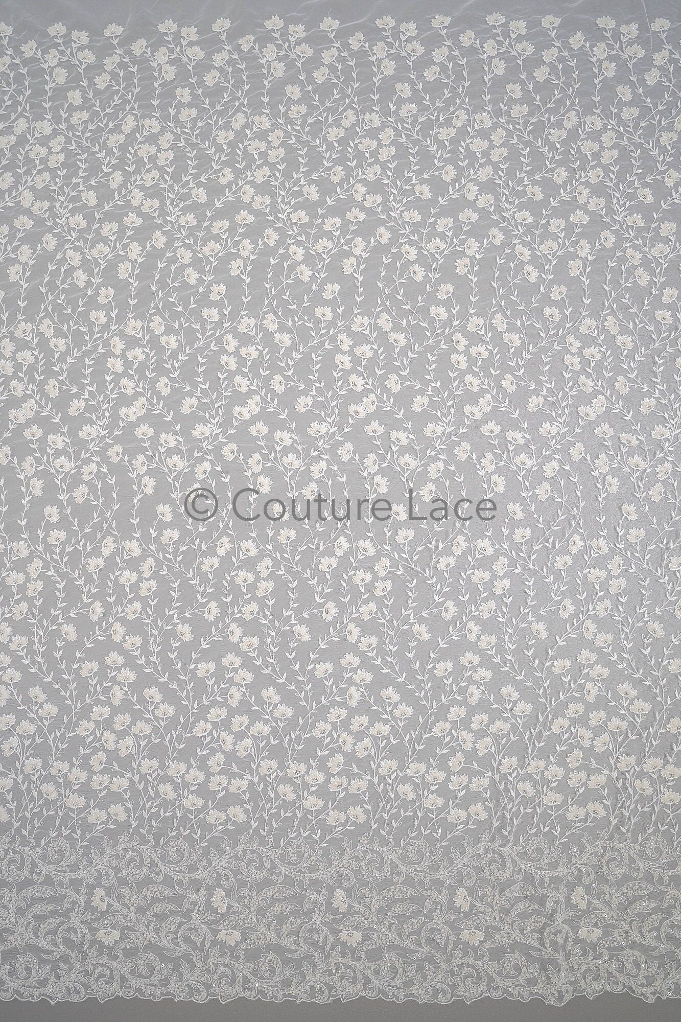 Perlen Spitze Stoff Off-White/ Perlen Brautspitze/ Couture Spitzenstoff/ Perlen Spitze// L23-572