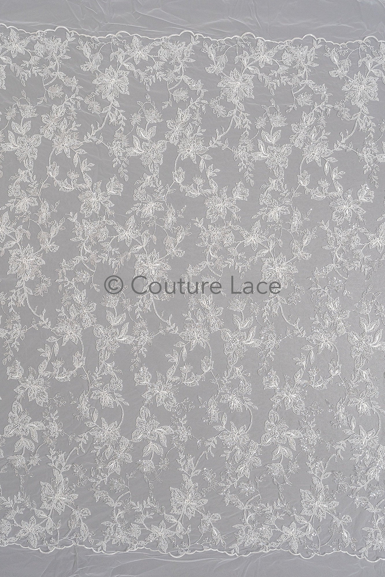 Wunderschöner Perlen Spitzen Stoff/ Couture Spitzenstoff mit Perlen & Pailletten/ romantische Perlen Braut Spitze// L23-019