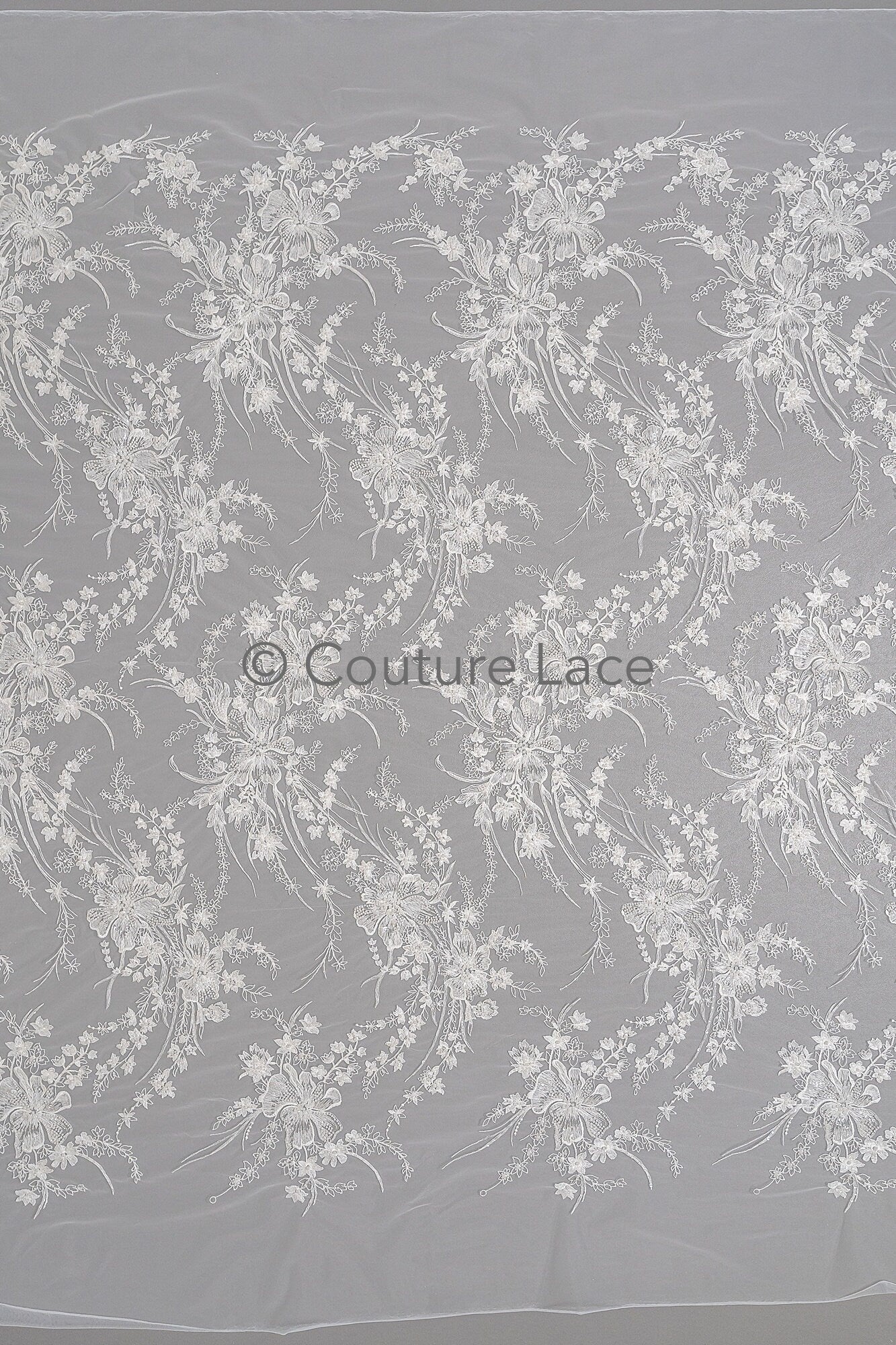 Perlen Spitzenstoff Off-White/ Couture Spitze Stoff/ Brautspitze Stoff mit Perlen/ Perlenspitze// L23-023