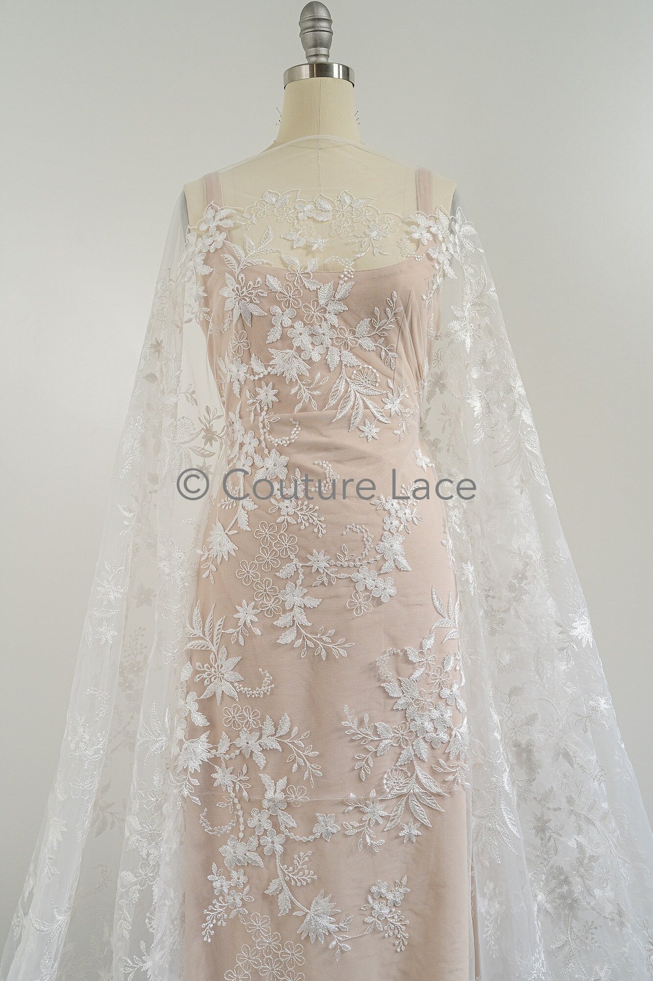 Blumen Braut Spitze Off-White/ Brautspitze Stoff/ Blumen Hochzeit Spitze/ Couture Spitze// L23-028B