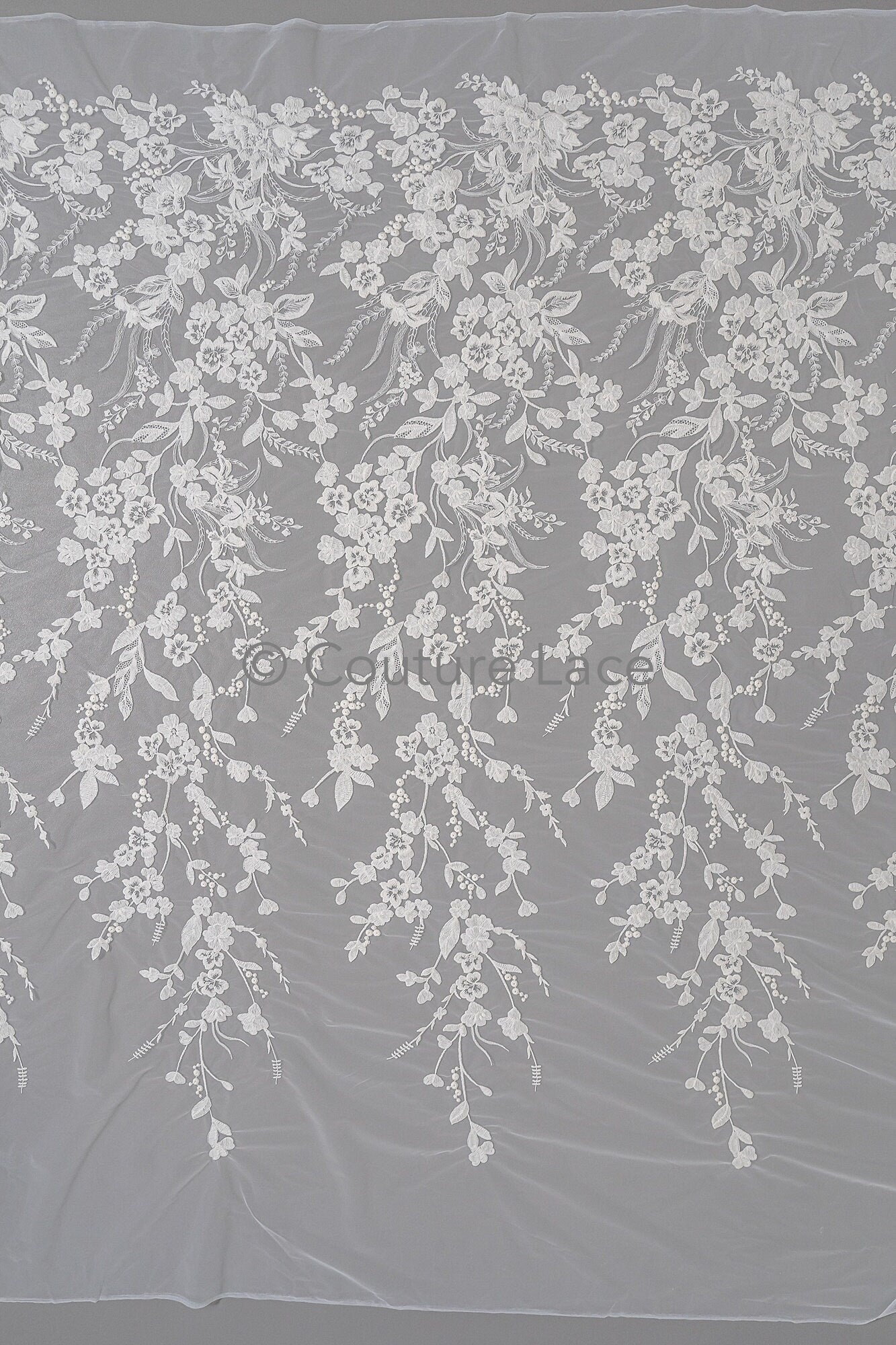 Blumen Braut Spitze Off-White/ Brautspitze mit Blumen/ Blumen Hochzeit Spitze/ Couture Spitze// L23-074