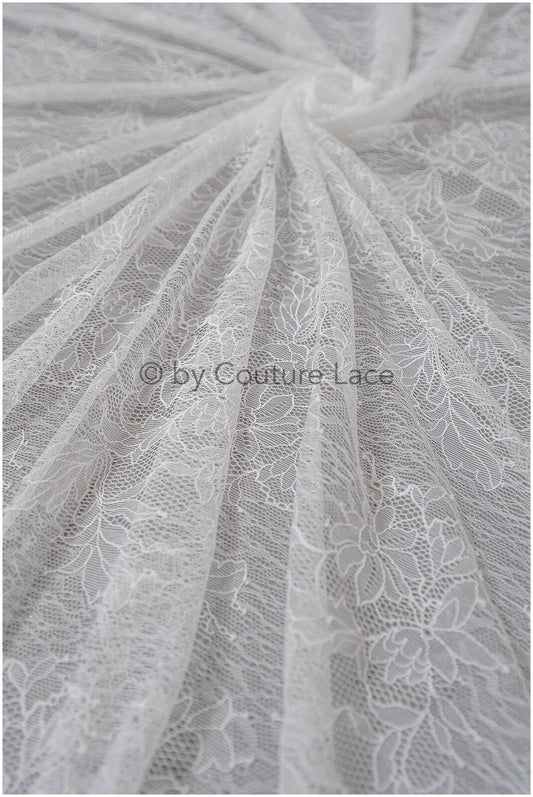 Français dentelle florale/dentelle bruissante de mariée/dentelle de voile Français/dentelle Chanitilly de mariée/tissu de dentelle édouardienne//L23-086