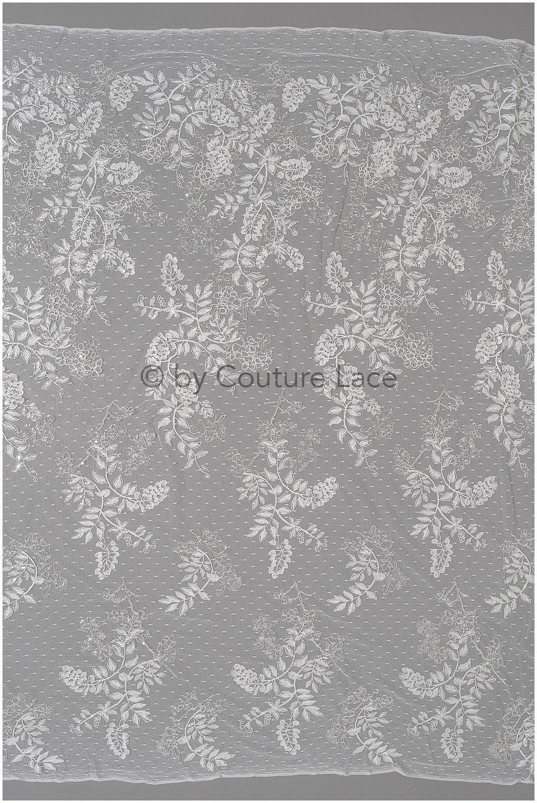 French lace fabric with floral pattern/ couture lace fabric with sequins/ delicate romantic bridal lace/ bridal lace// L23-087