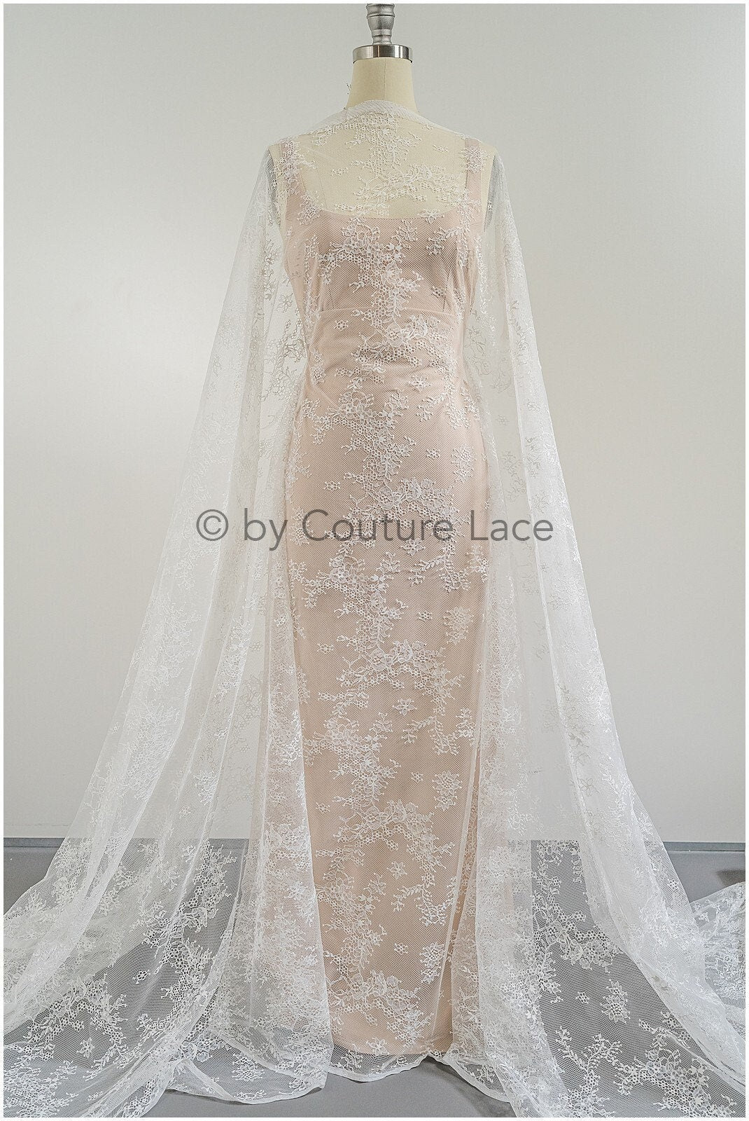 French floral lace/ bridal raschel lace/ French veil lace/ bridal chanitilly lace/ Edwardian lace fabric// L23-131