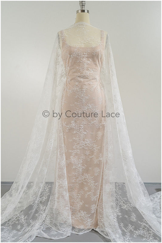 Français dentelle florale/dentelle bruissante de mariée/dentelle de voile Français/dentelle Chanitilly de mariée/tissu de dentelle édouardienne//L23-131