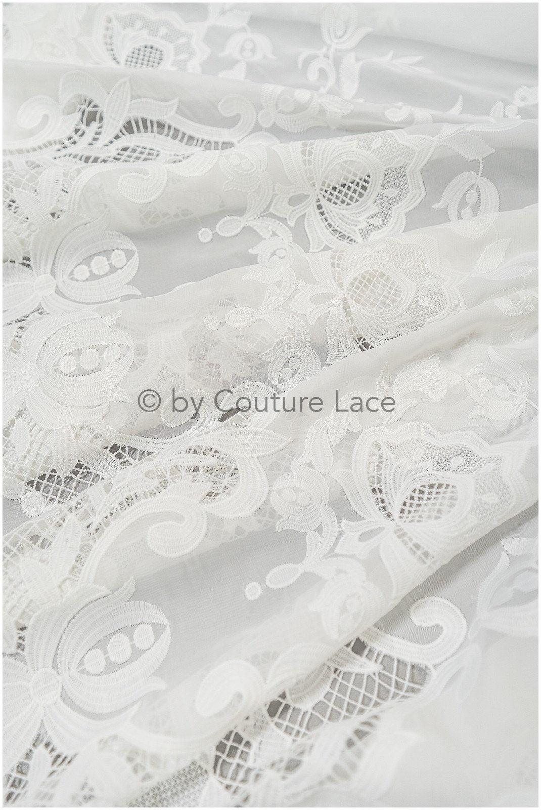 Blumen Braut Spitze Off-White/ Brautspitze mit Blumen/ Blumen Hochzeit Spitze/ Couture Spitze// L23-146