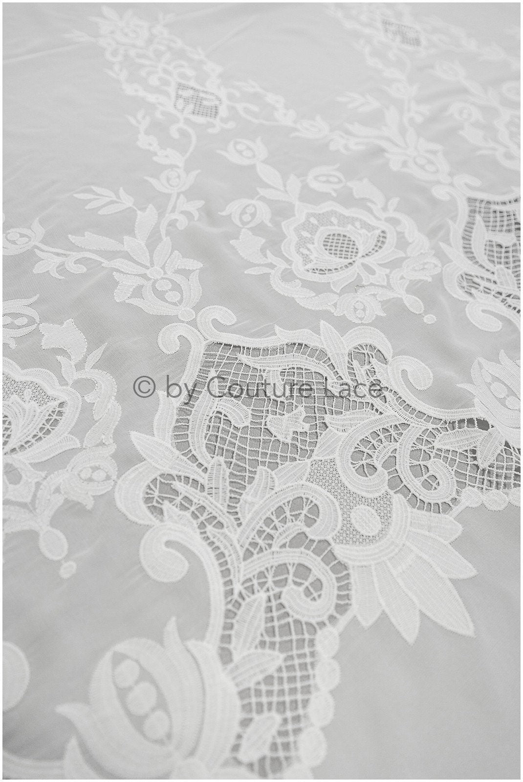 Blumen Braut Spitze Off-White/ Brautspitze mit Blumen/ Blumen Hochzeit Spitze/ Couture Spitze// L23-146