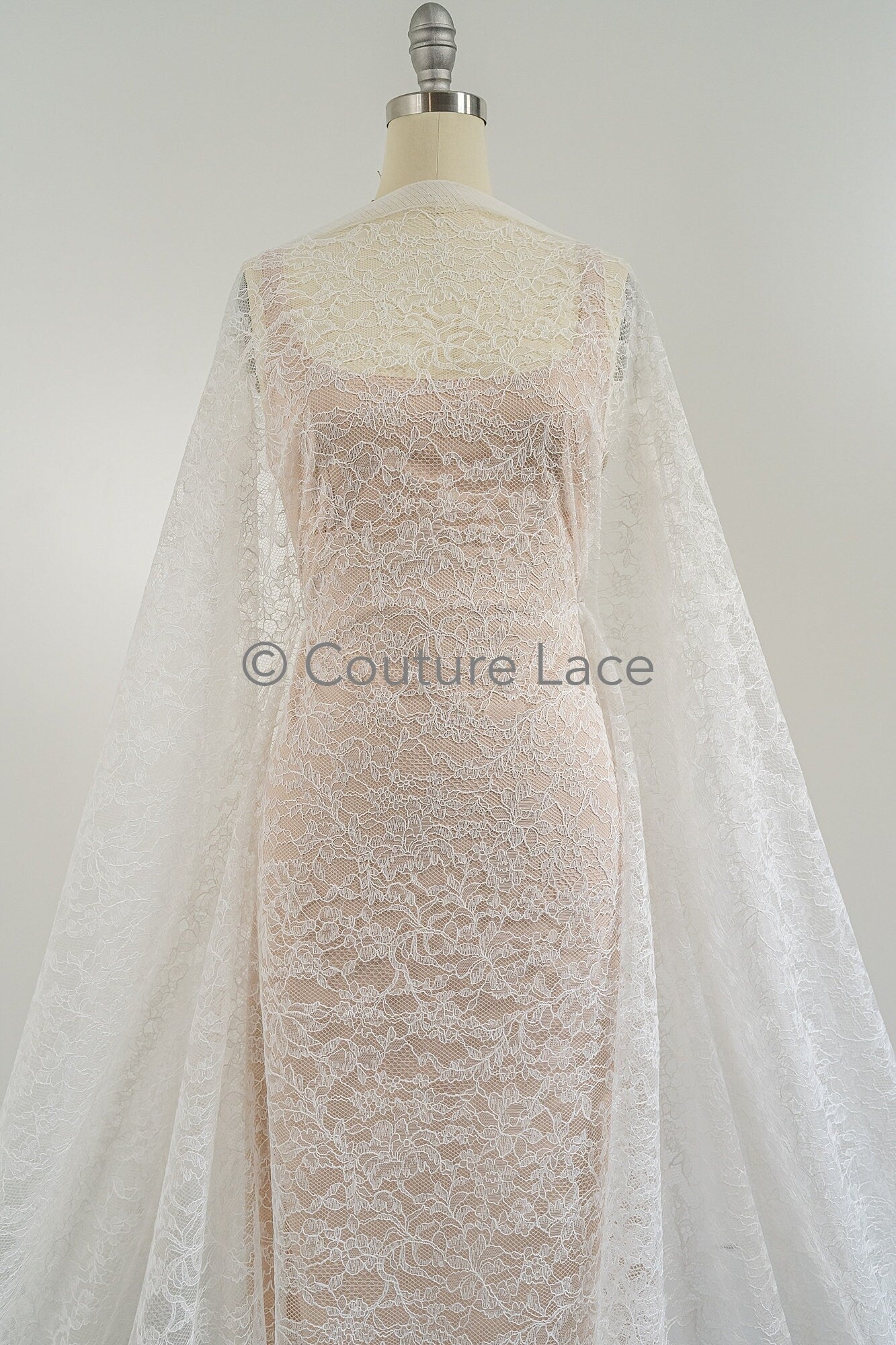 French bridal lace/ floral lace/ off-white bridal lace/ floral wedding lace/ Chantilly lace// L23-165