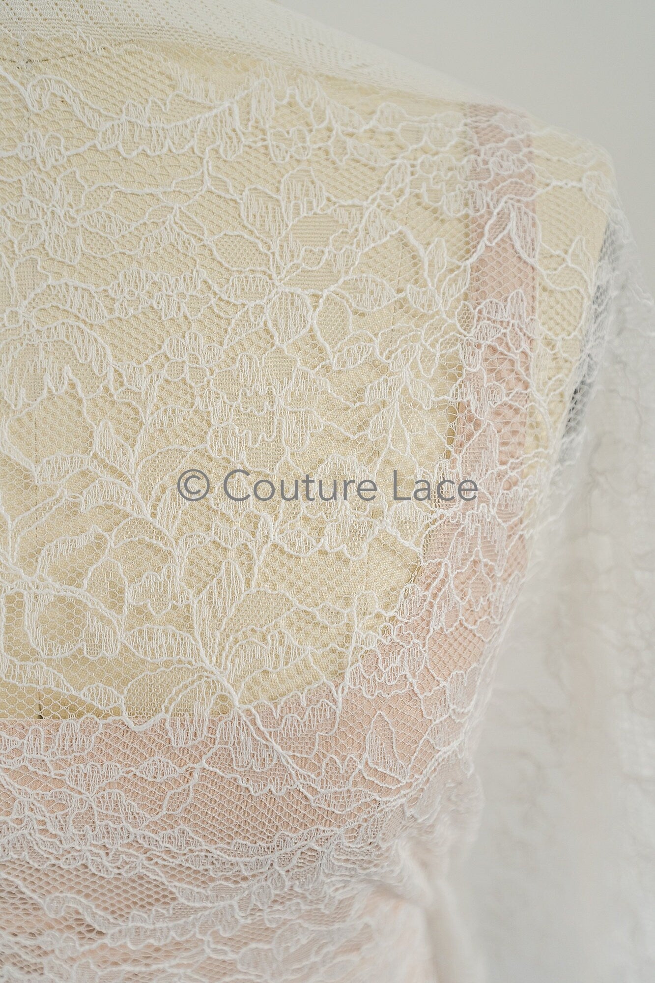 French bridal lace/ floral lace/ off-white bridal lace/ floral wedding lace/ Chantilly lace// L23-165