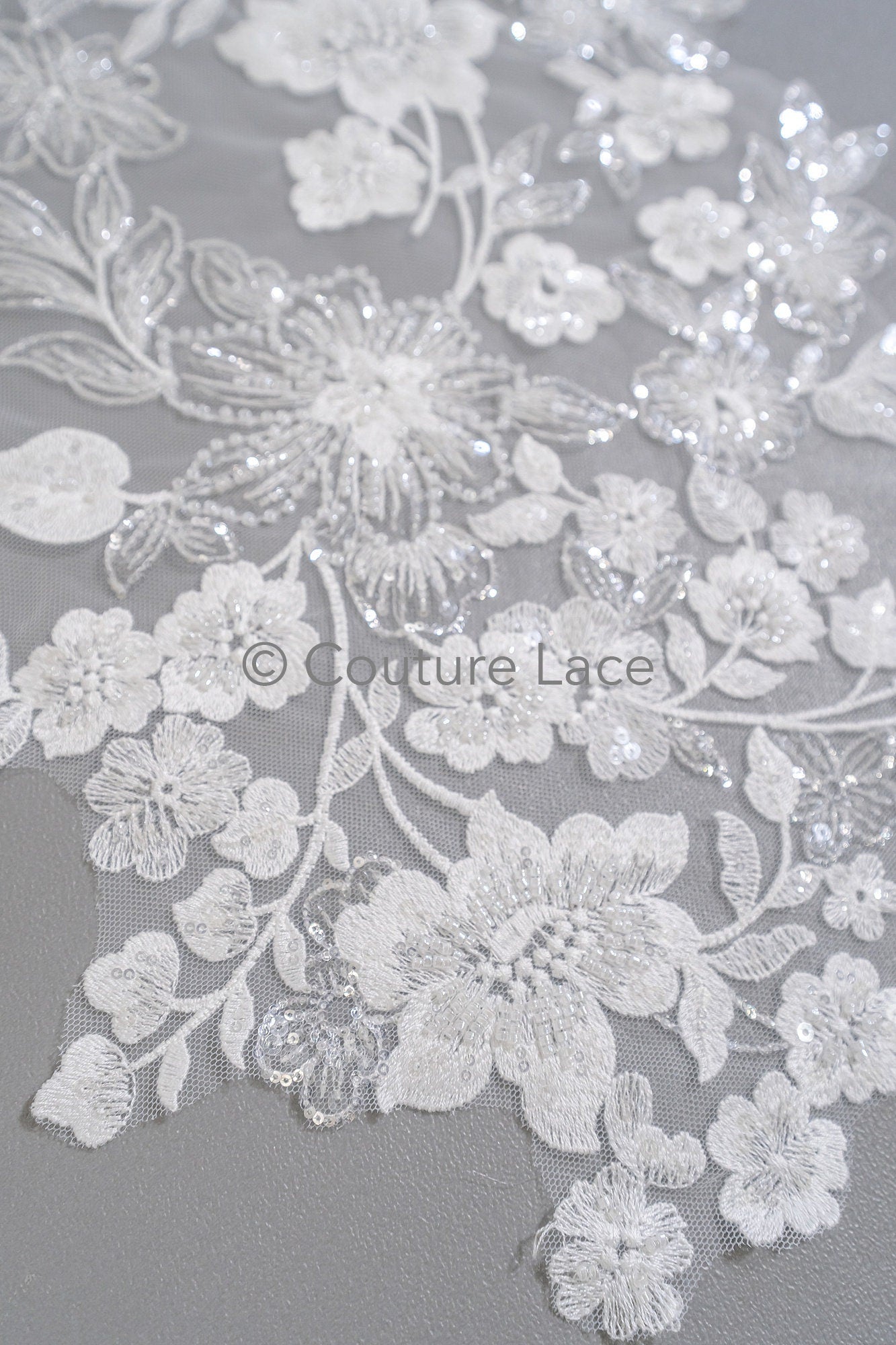 Pearl flower applique/Pearl bridal patch/Wedding dress lace applique/Bridal leaf applique/A23-335