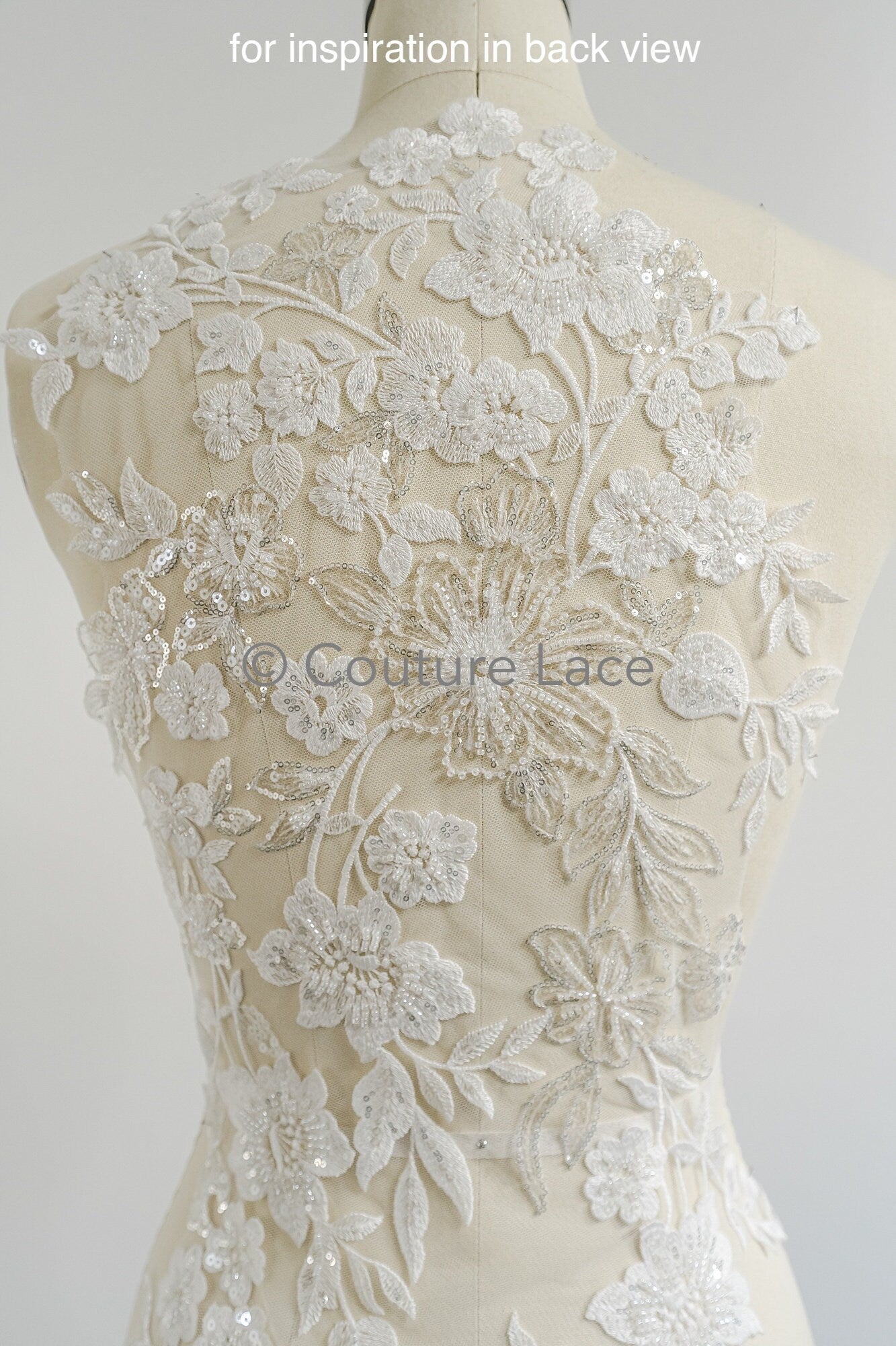 Pearl flower applique/Pearl bridal patch/Wedding dress lace applique/Bridal leaf applique/A23-335