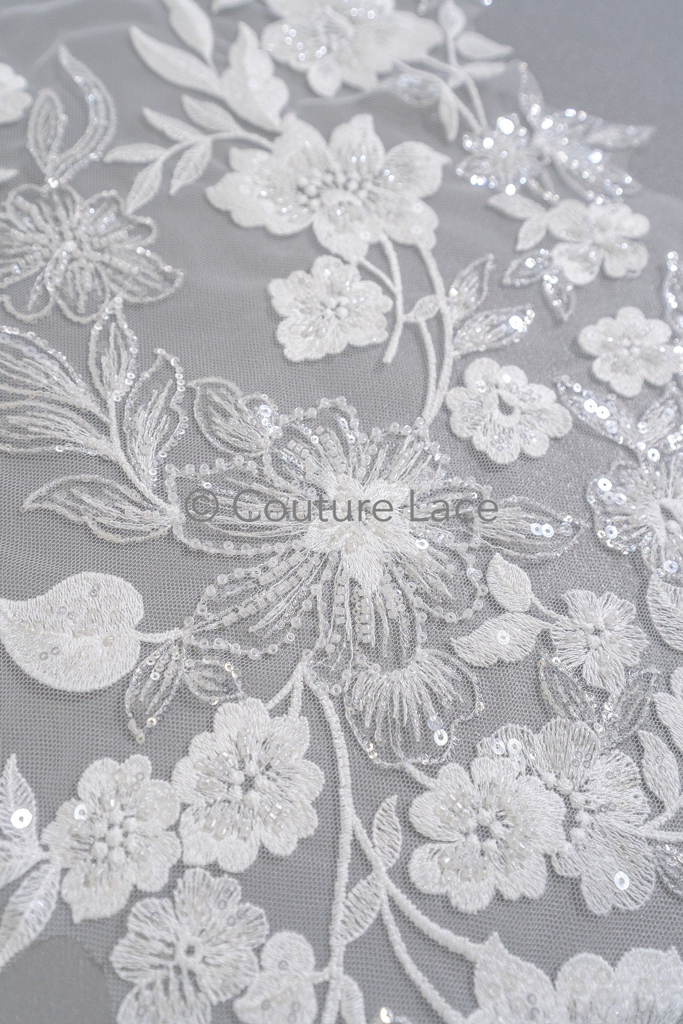 Pearl flower applique/Pearl bridal patch/Wedding dress lace applique/Bridal leaf applique/A23-335