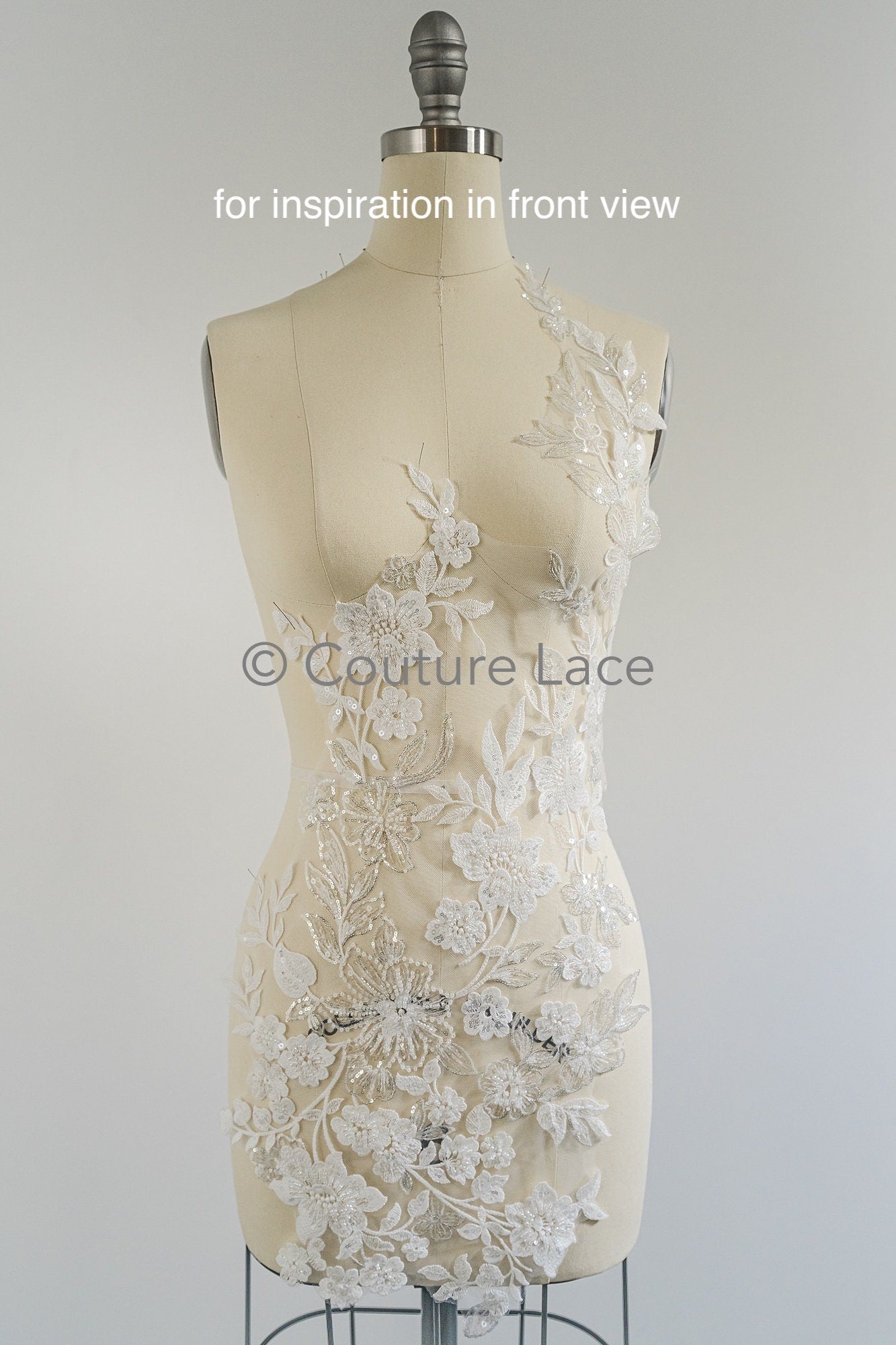Pearl flower applique/Pearl bridal patch/Wedding dress lace applique/Bridal leaf applique/A23-335