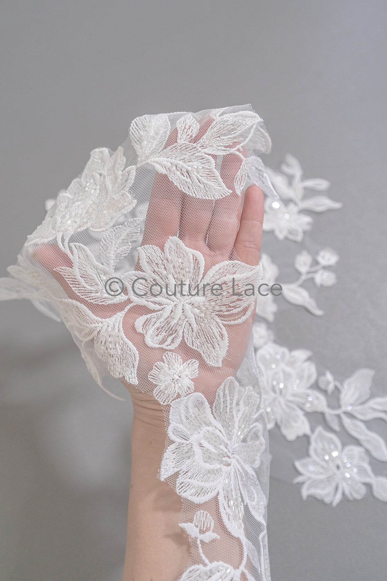Hochzeitskleid Spitze Applikation/ Perlen Braut Aufnäher/ Perlen Blumen Applikation/ Brautblatt Applikation/ A23-336