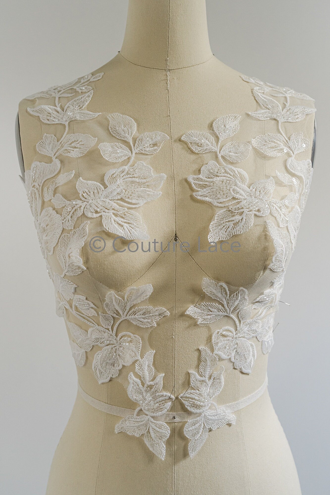 Stickerei Blumen Applikation/ Perlen Braut Aufnäher/ Hochzeitskleid Spitze Applikation/ Perlen Braut Aufnäher Applikation/ A23-337