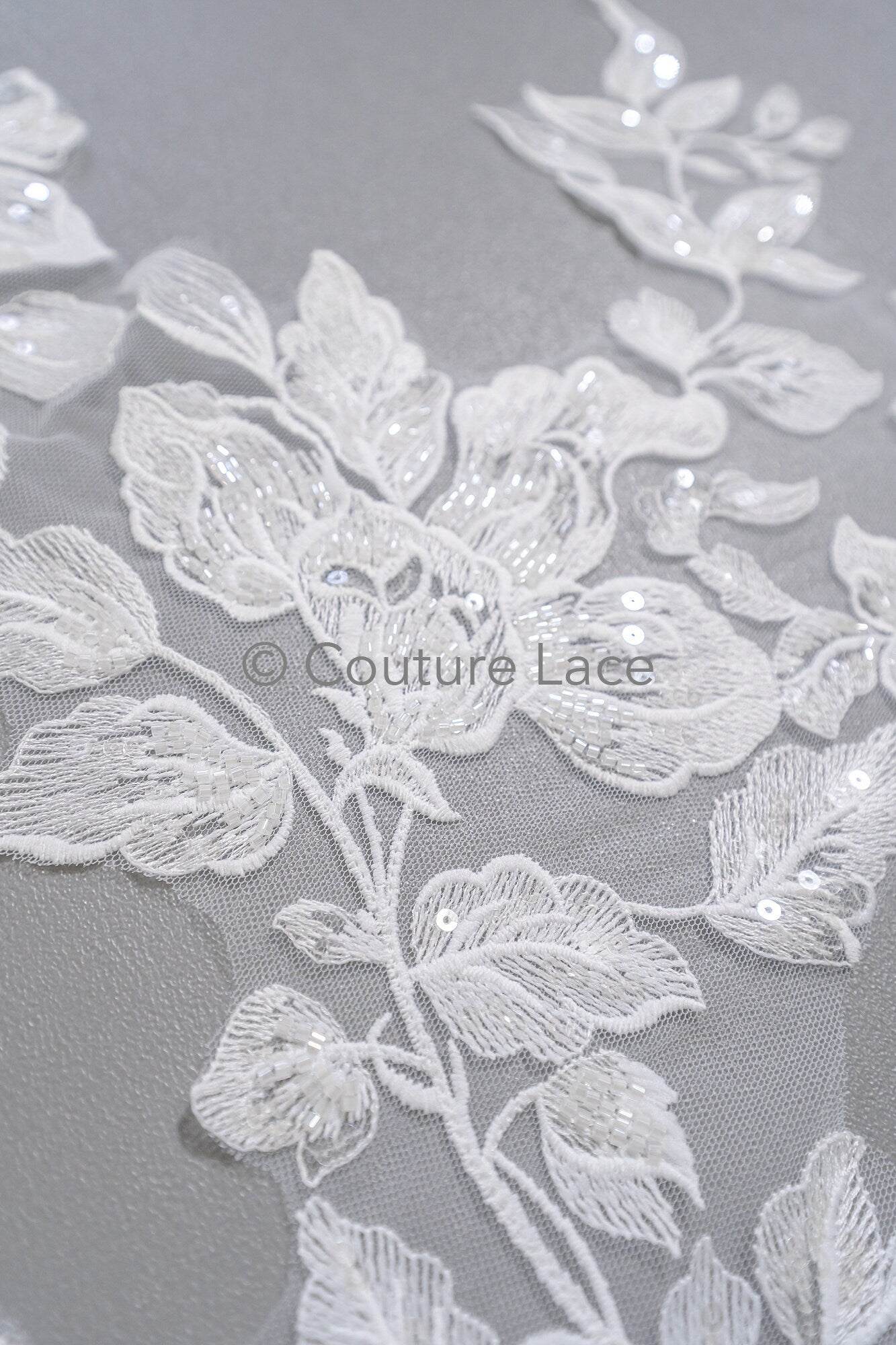 Flower Applique/ Pearl Bridal Patch/ Wedding Dress Lace Applique/ Pearl Bridal Patch/ A23-338