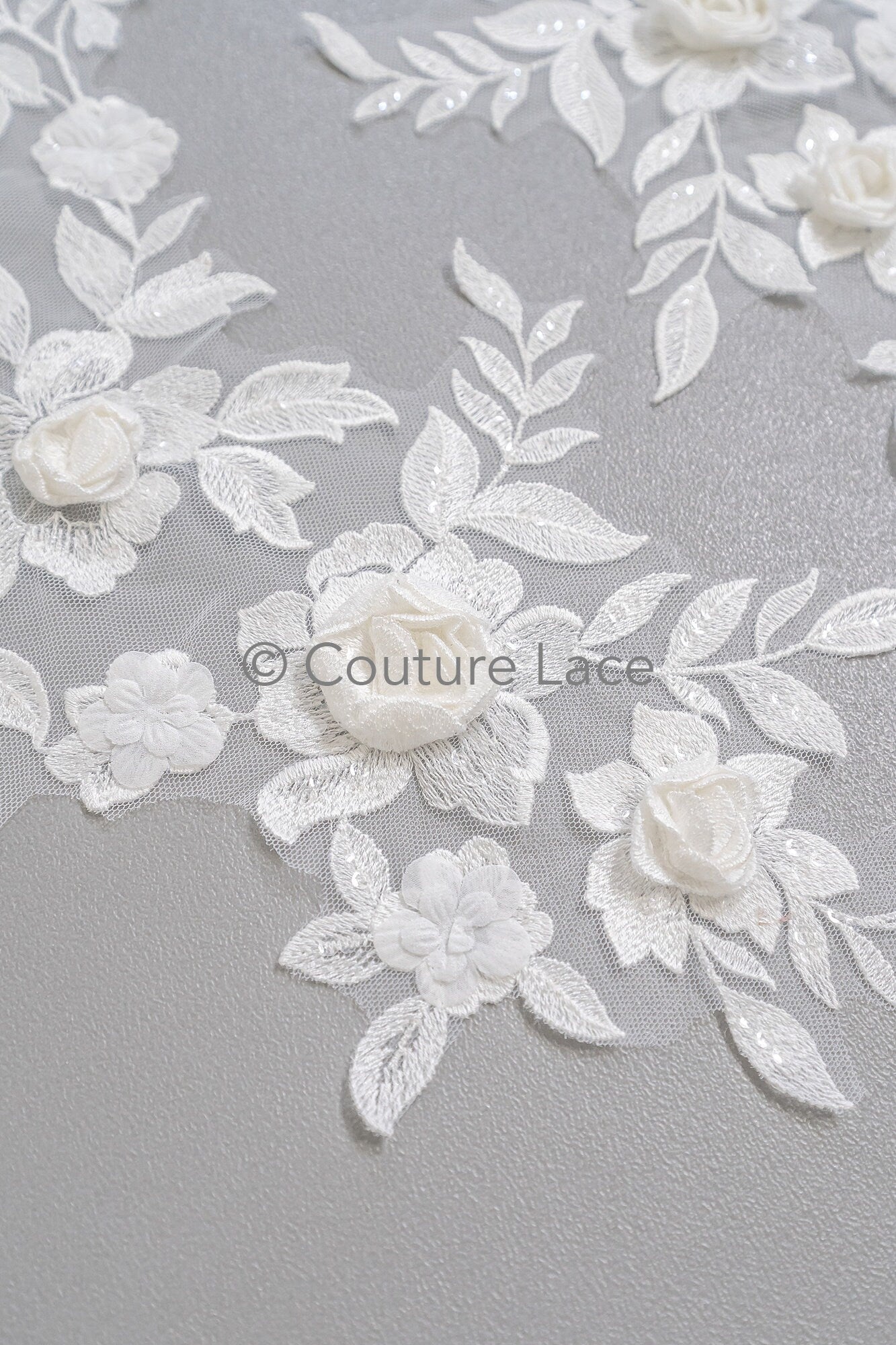 3D Blumen Applikation/ Perlen Braut Aufnäher/ Hochzeitskleid Spitzenapplikation/ Brautblatt Applikation/ A23-340
