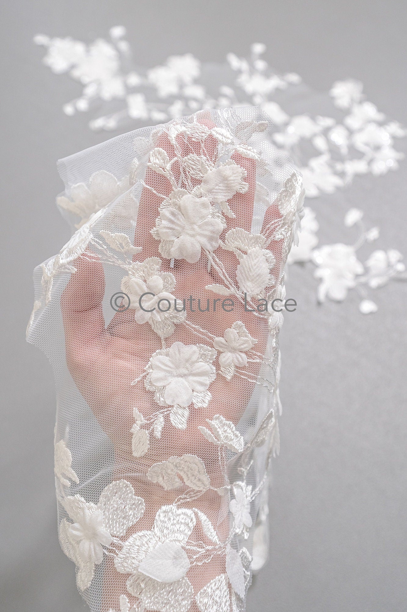florale 3D Blumenapplikation/ Hochzeitskleid Spitzenapplikation/ Perlen Braut Aufnäher/ bestickte Brautblatt Applikation mit 3d Blumen/ A23-345