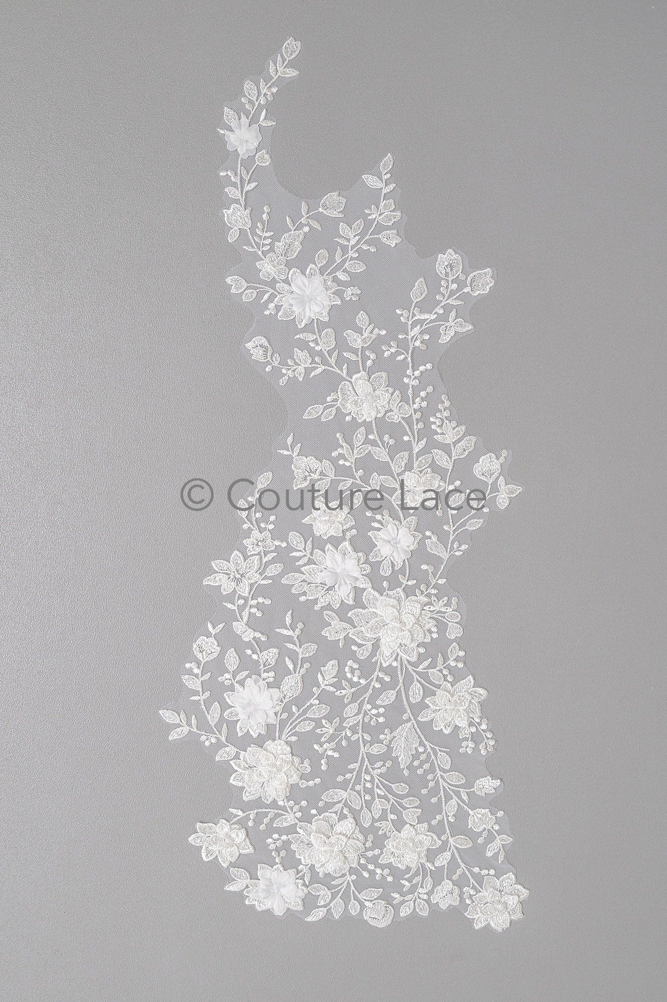 Hochzeit Kleid Spitze Applikation / Perlen Braut Aufnäher / 3D Perlen Blumen Applikation / Braut Applikation Blatt / A23-346