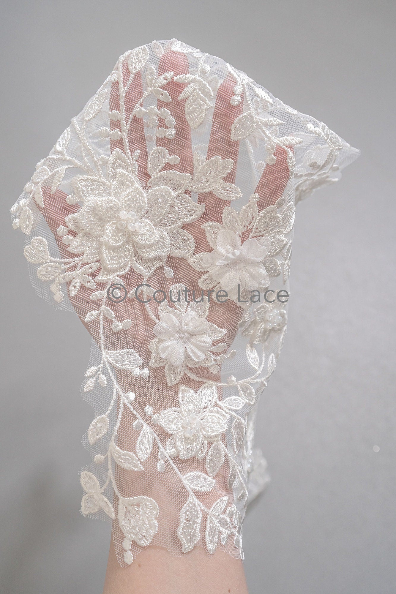 Hochzeit Kleid Spitze Applikation / Perlen Braut Aufnäher / 3D Perlen Blumen Applikation / Braut Applikation Blatt / A23-346