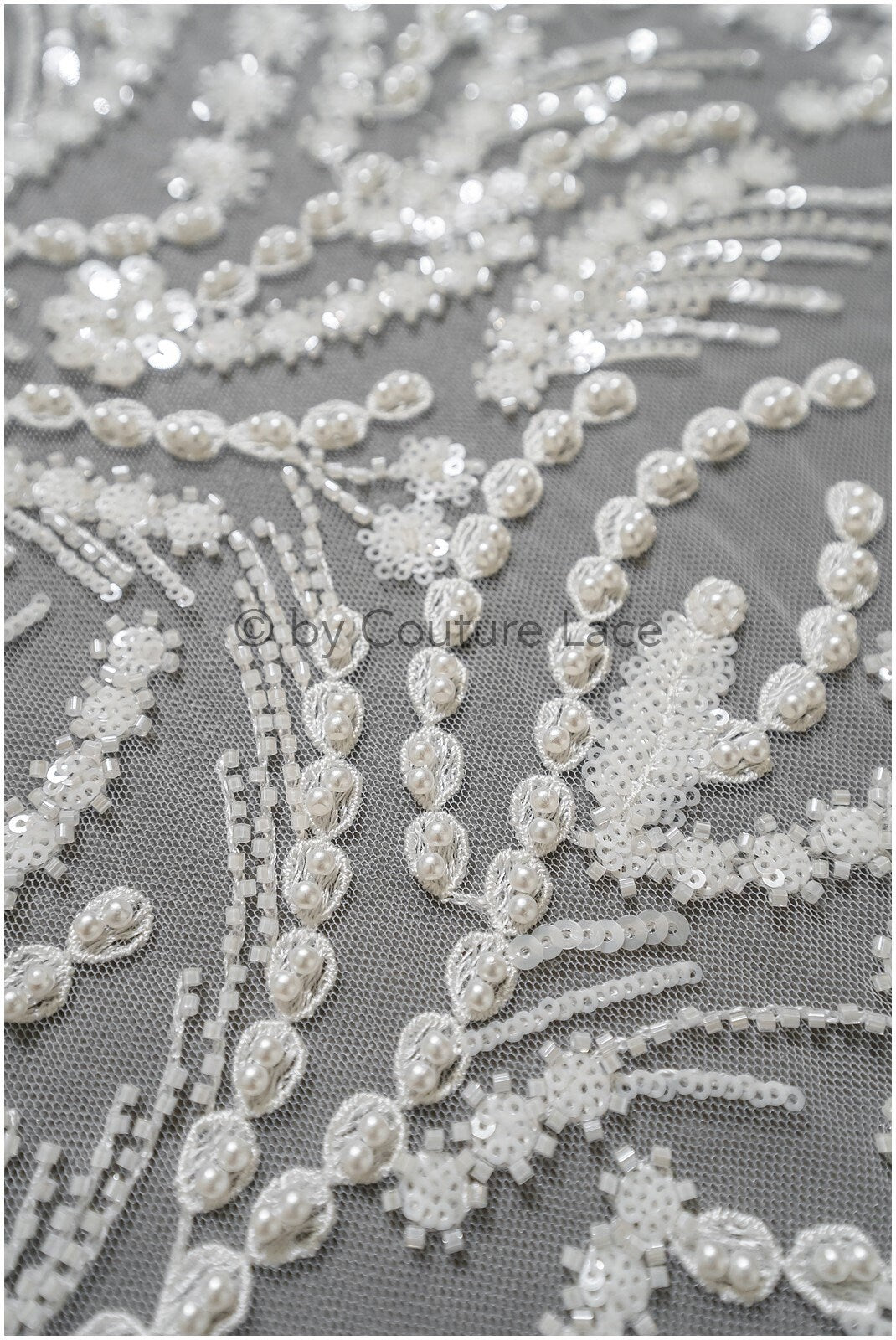 Perlen Spitzenstoff Off-White/ Perlen Brautkleid Spitze/ Couture Spitze Stoff/ Perlen Spitze// L23-508