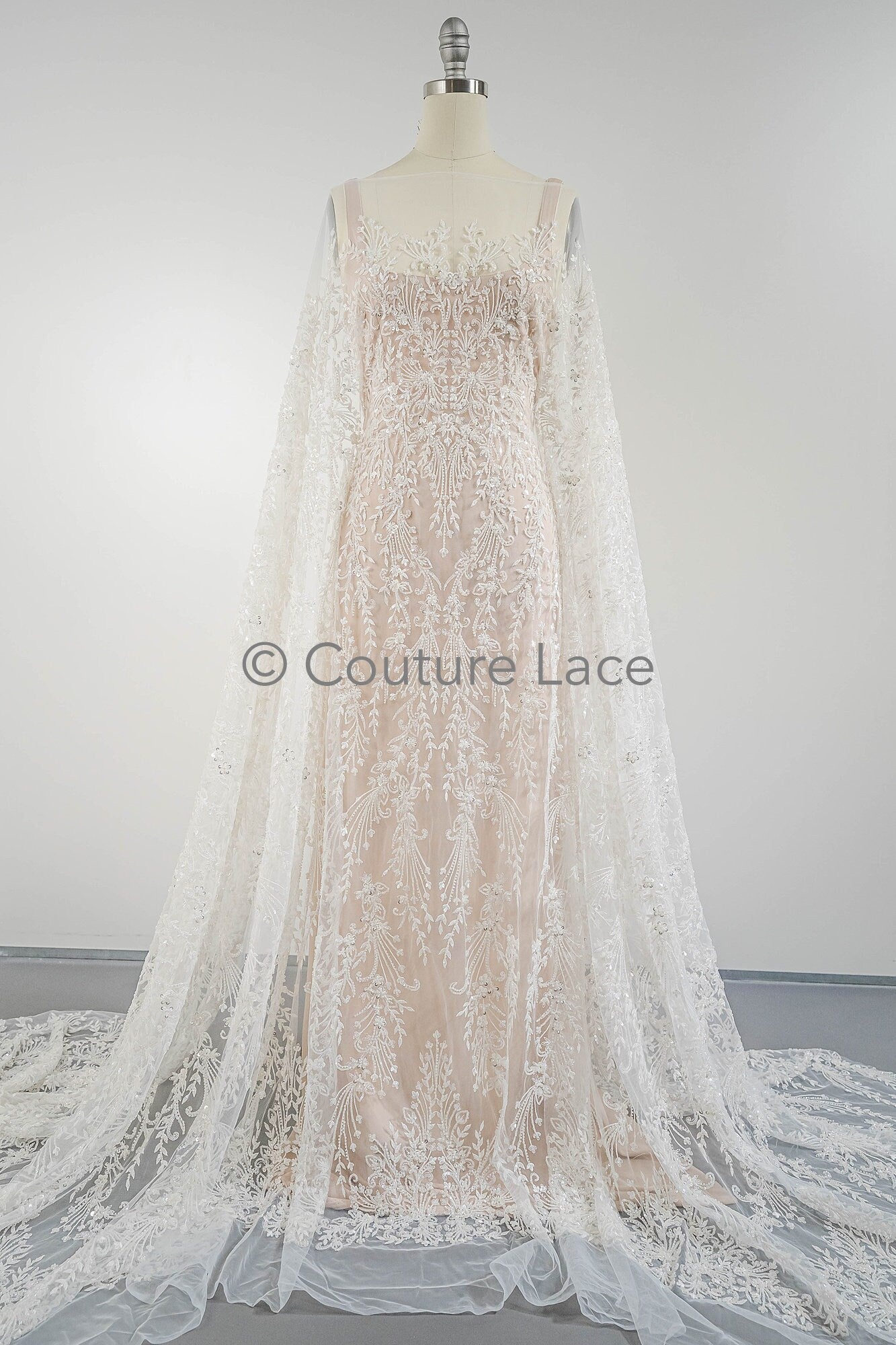Perlen Spitzenstoff Off-White/ Couture Spitzenstoff/ Braut Spitzenstoff/ Perlen Spitze// L23-543