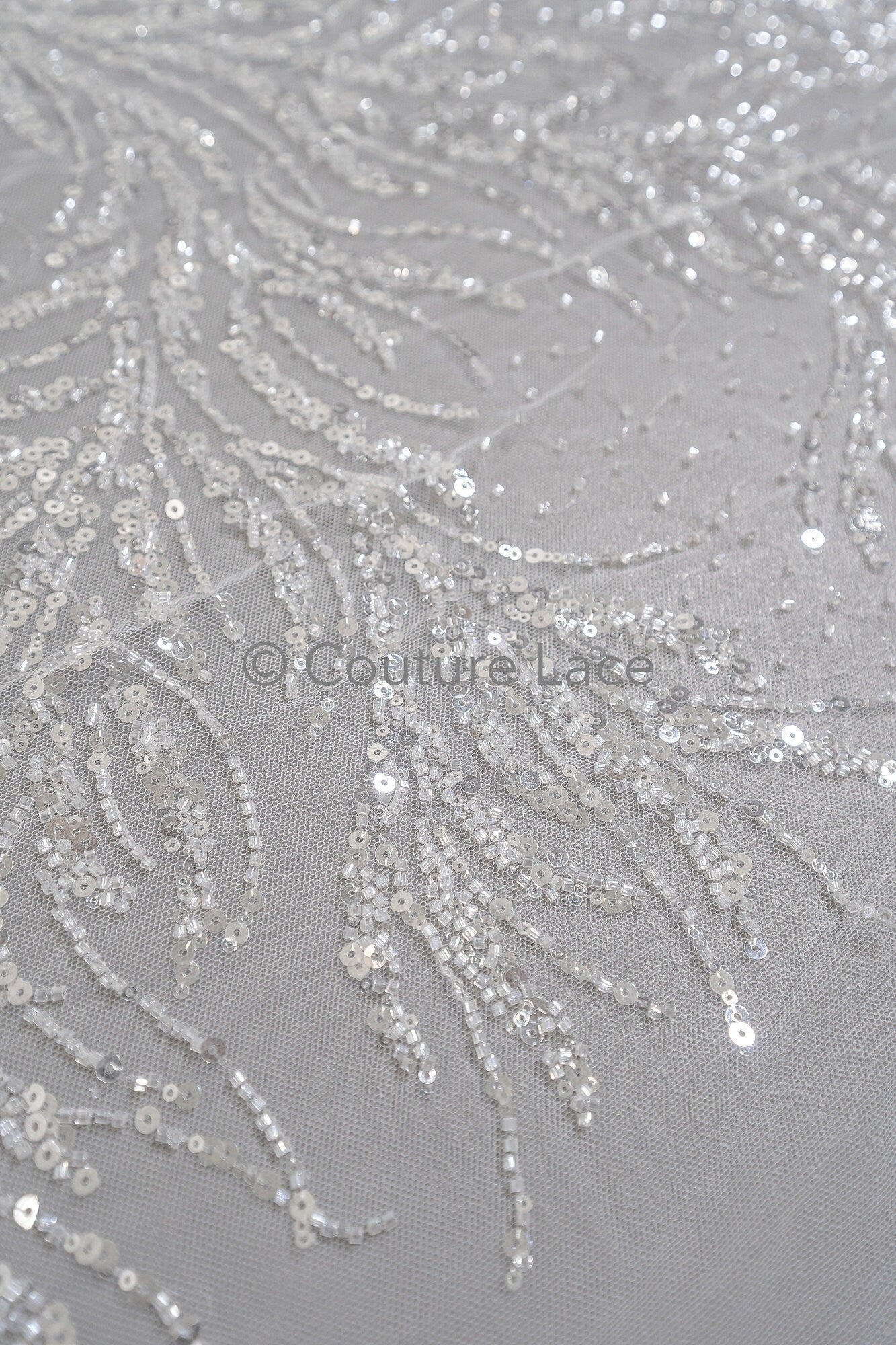 Perlen Spitzenstoff Off-White/ Perlen Brautkleid Spitze/ Couture Spitze mit Perlen/ Perlen Spitze// L23-544